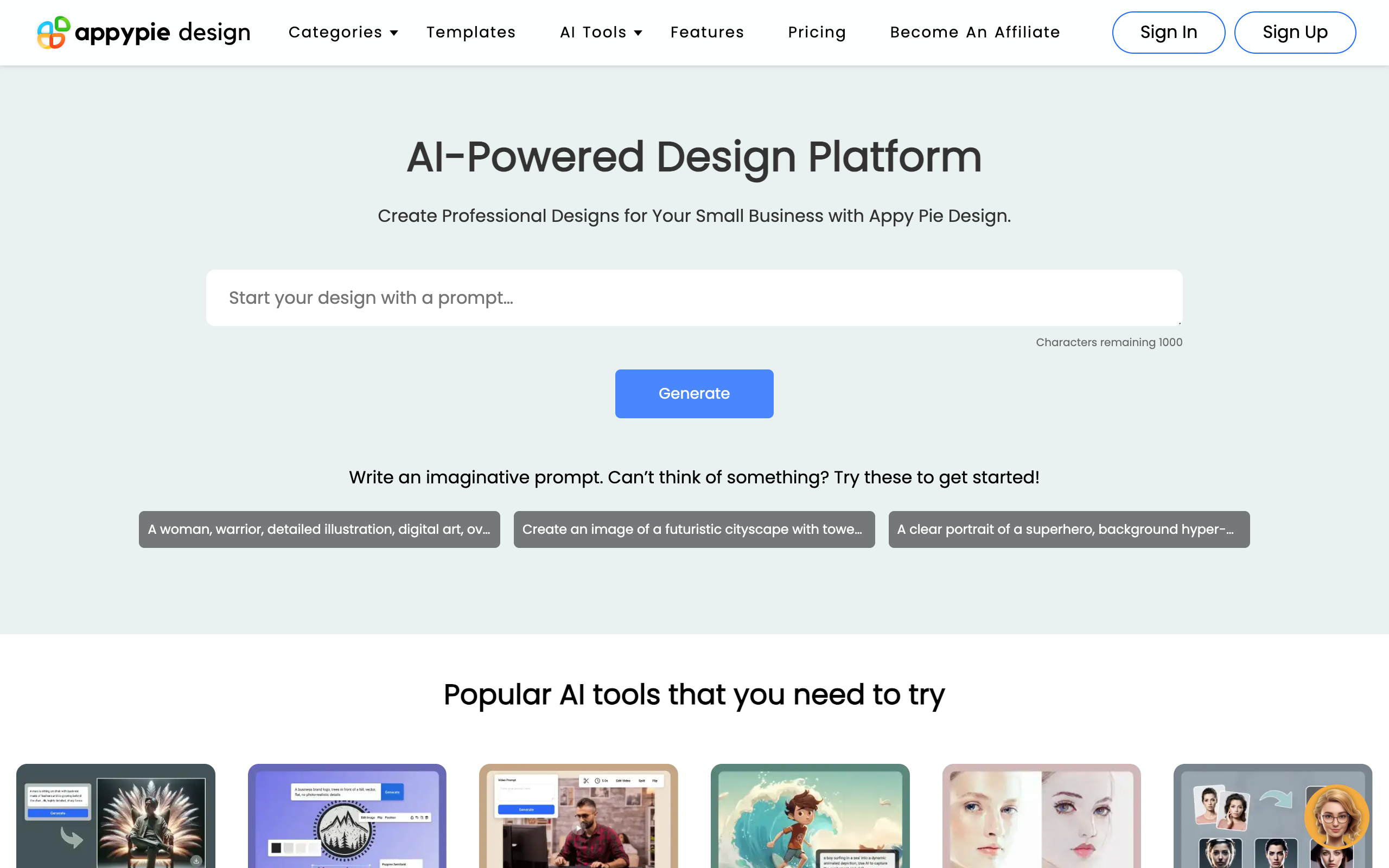 Appy Pie Design tool