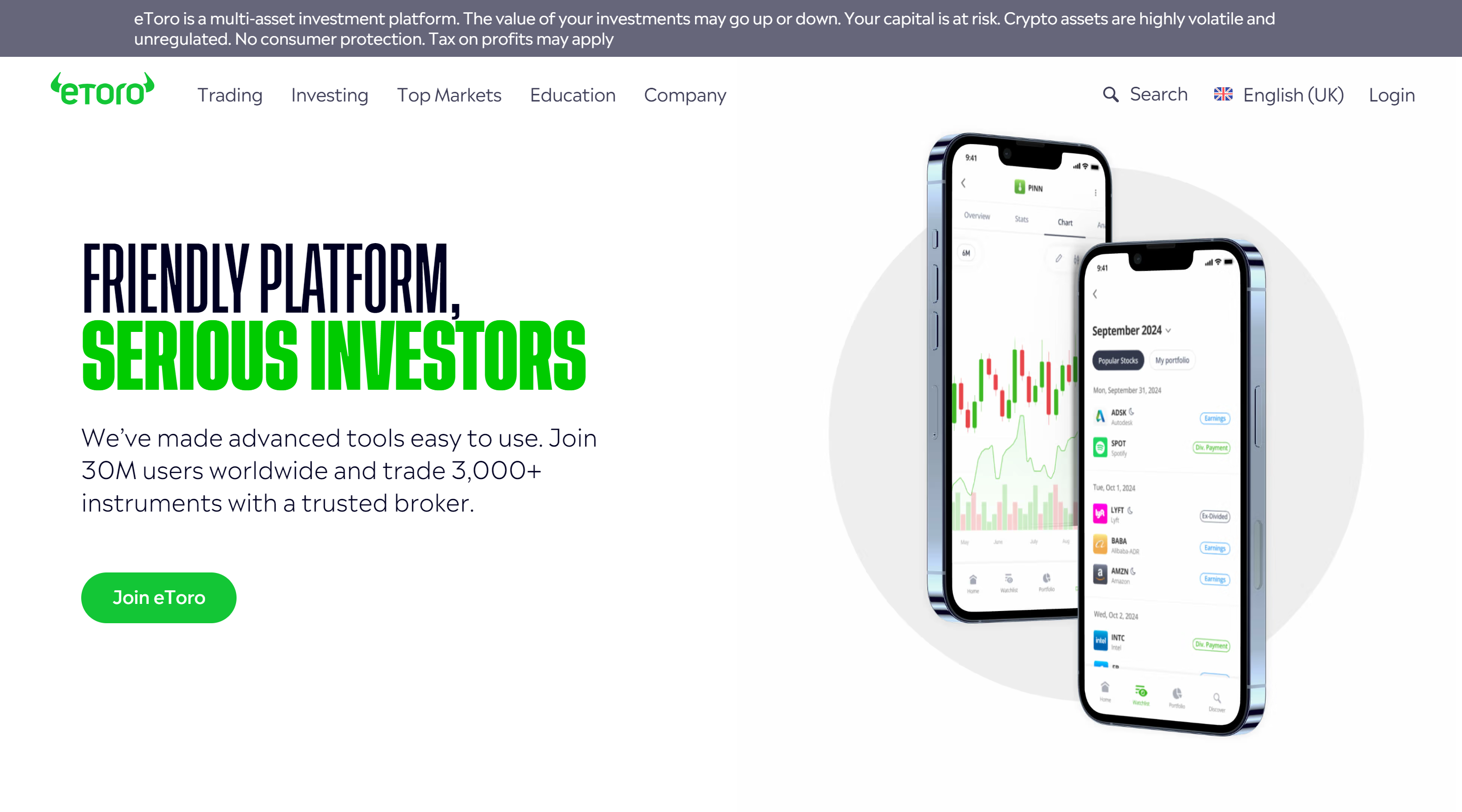 eToro Investment Website