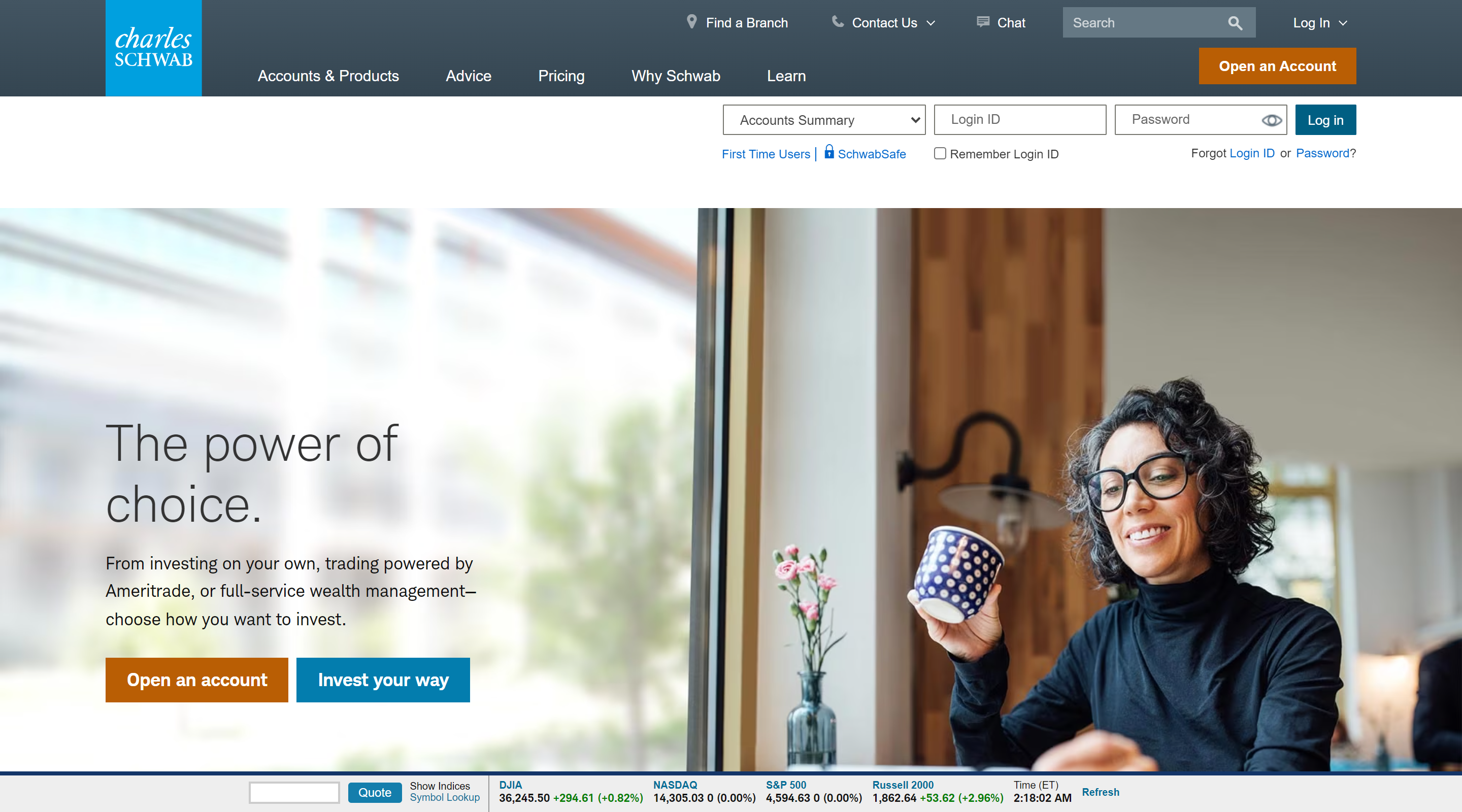 Charles Schwab Investment Website