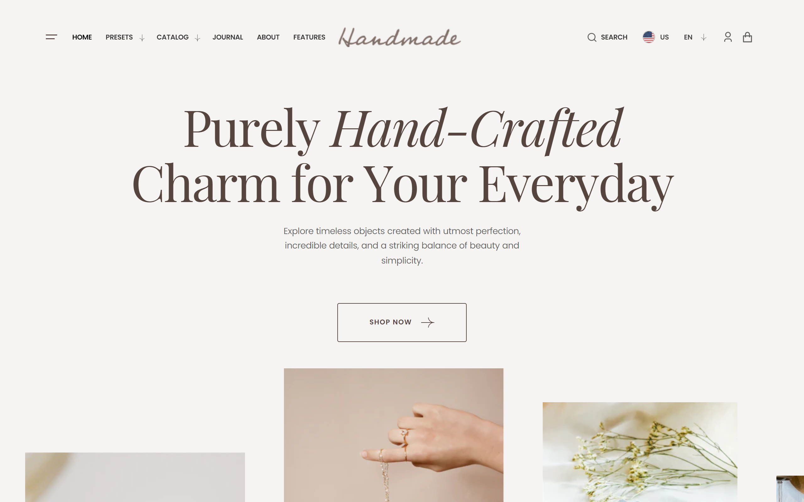 Handmade shopify jewelry theme 