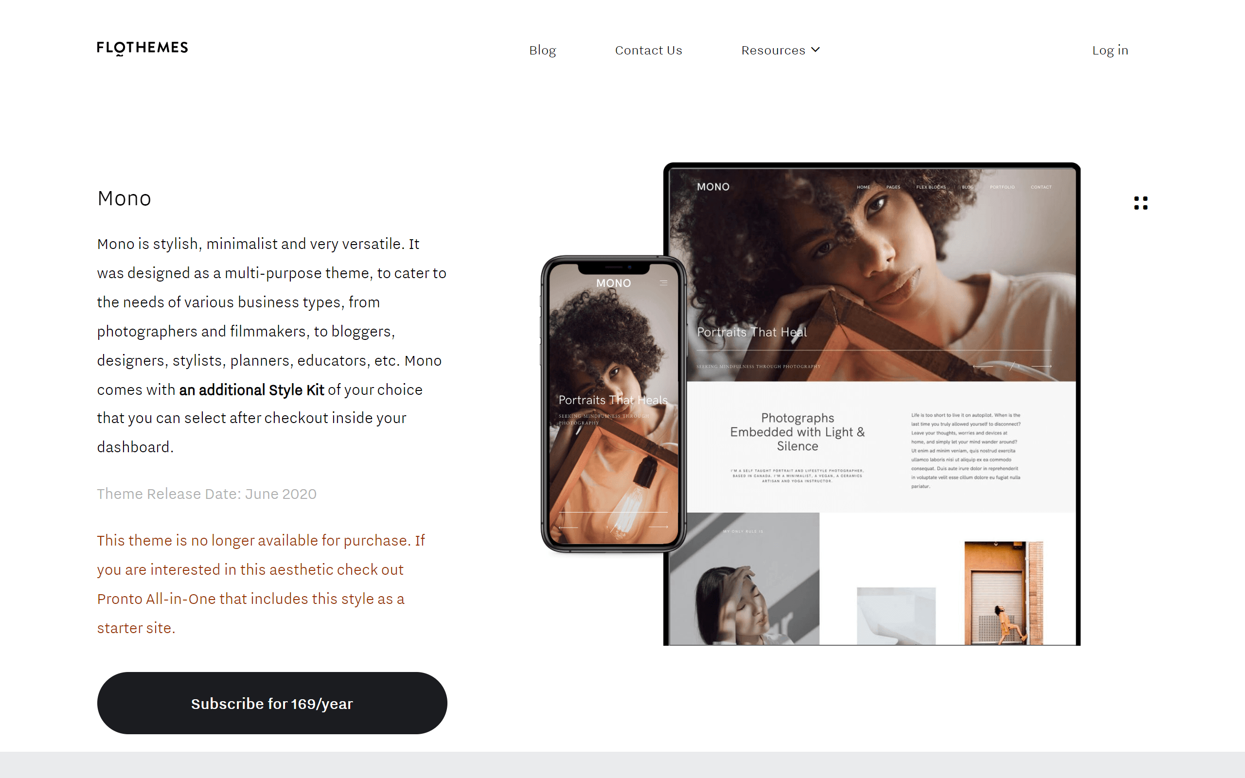 Mono minimalist WordPress theme