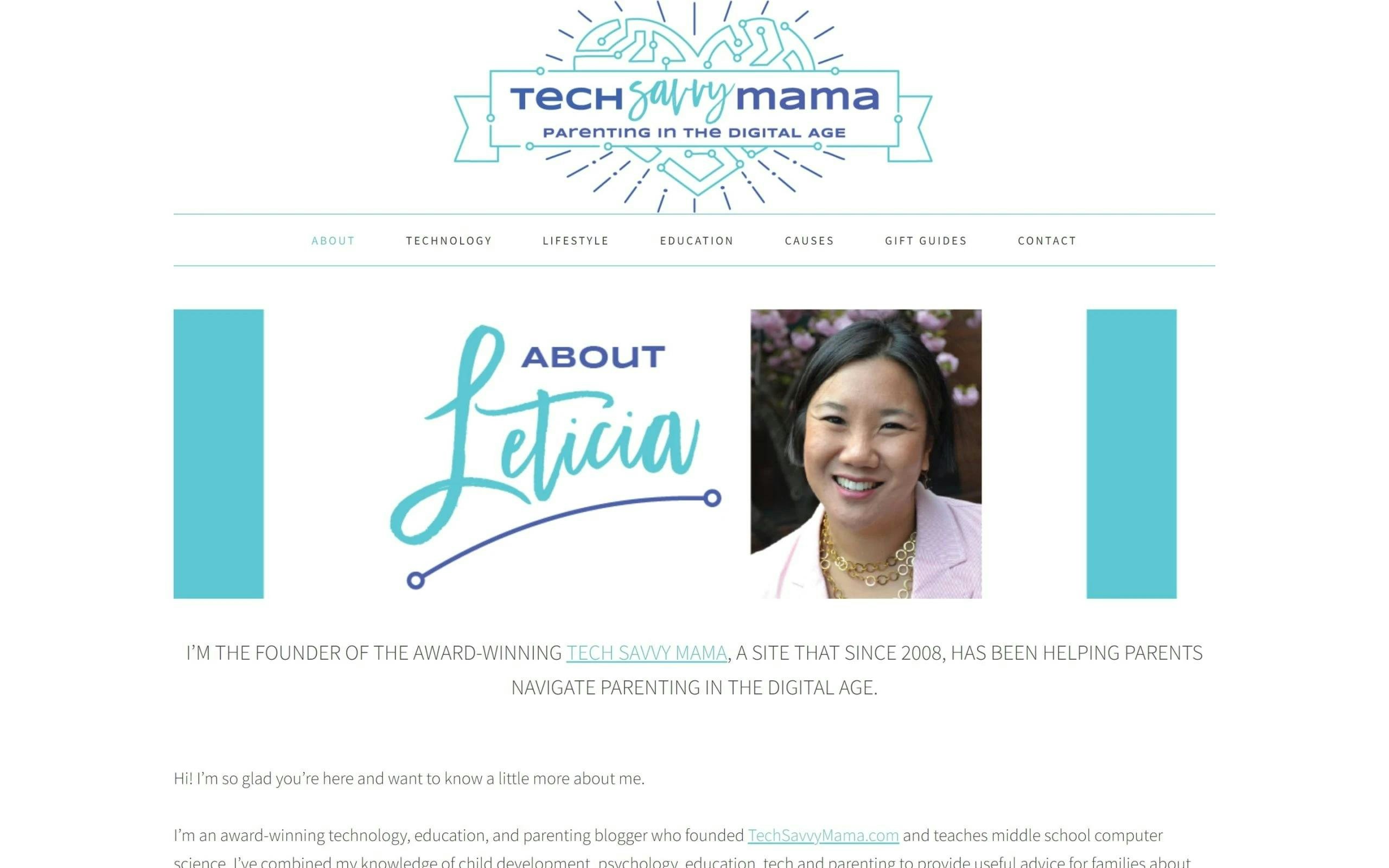 Tech Savvy Mama about me page