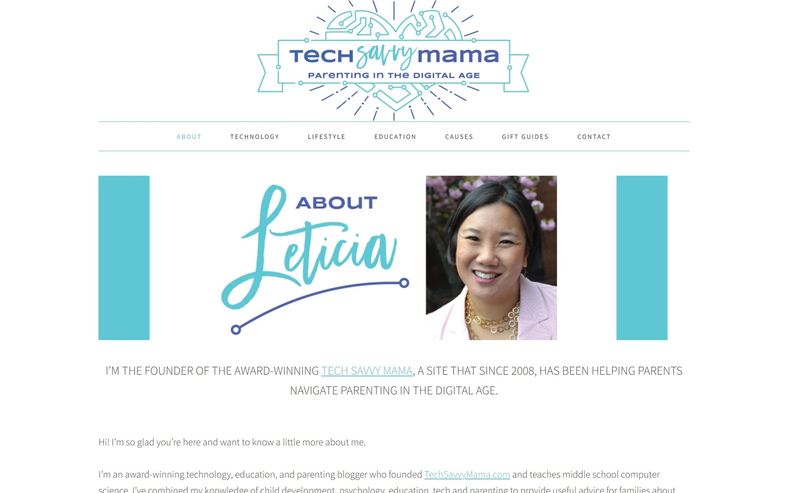 Tech Savvy Mama about me page