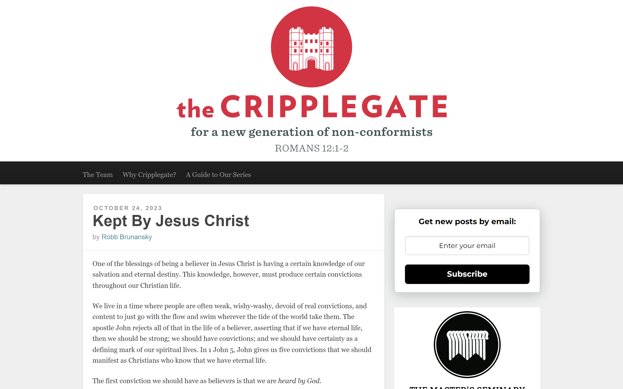 The Cripplegate Christian Blog
