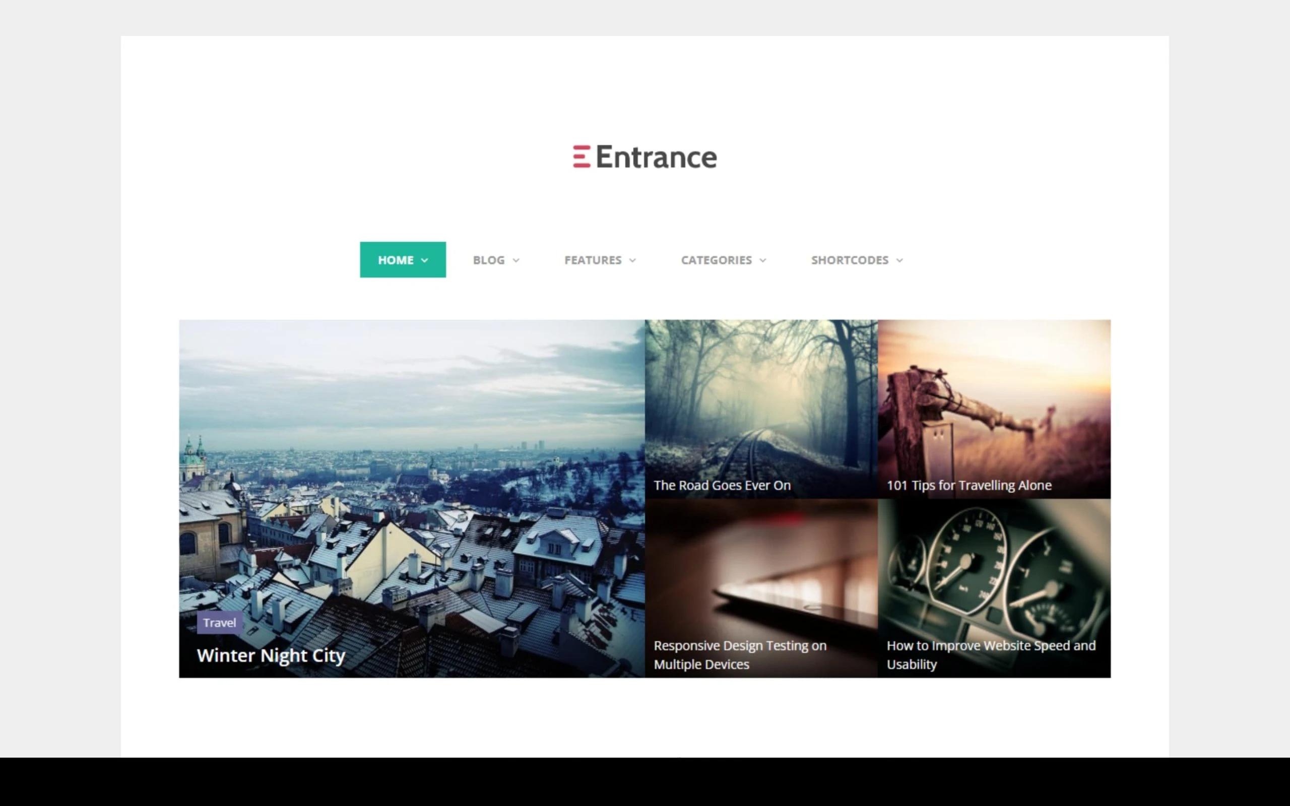 Entrance WordPress theme for a review blog