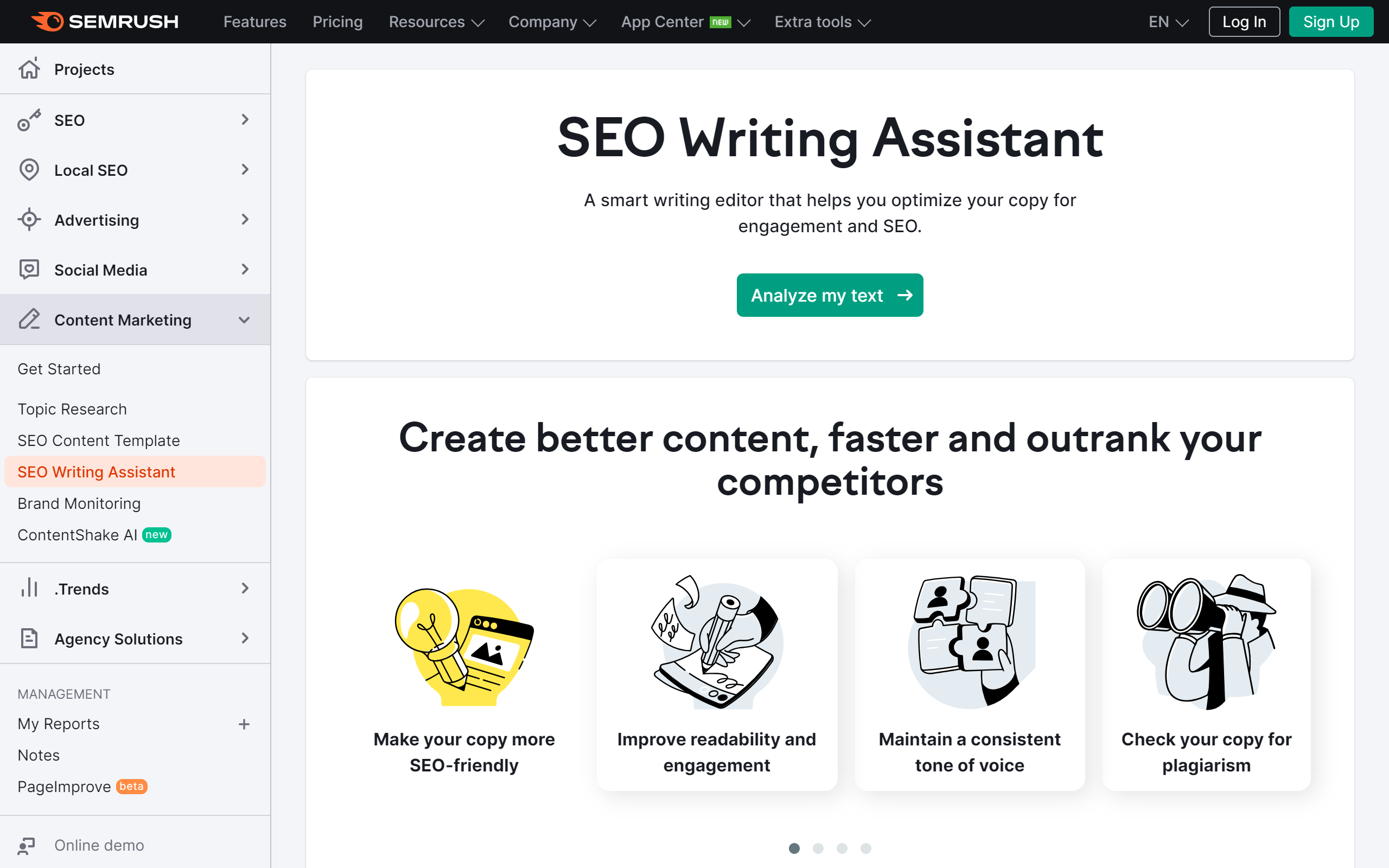 Semrush SEO Writing Assistant Content Creation Tool