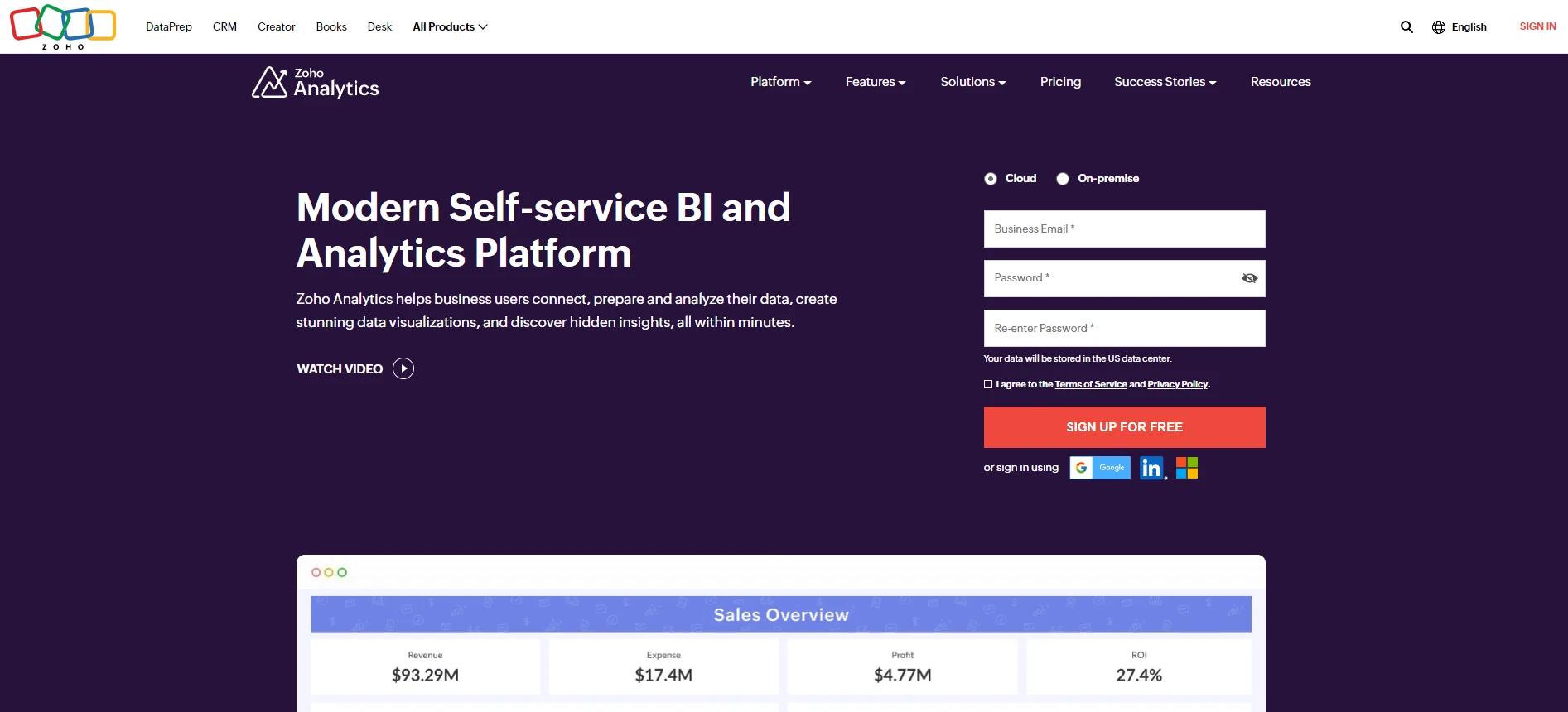 Zoho Analytics data analytics tool