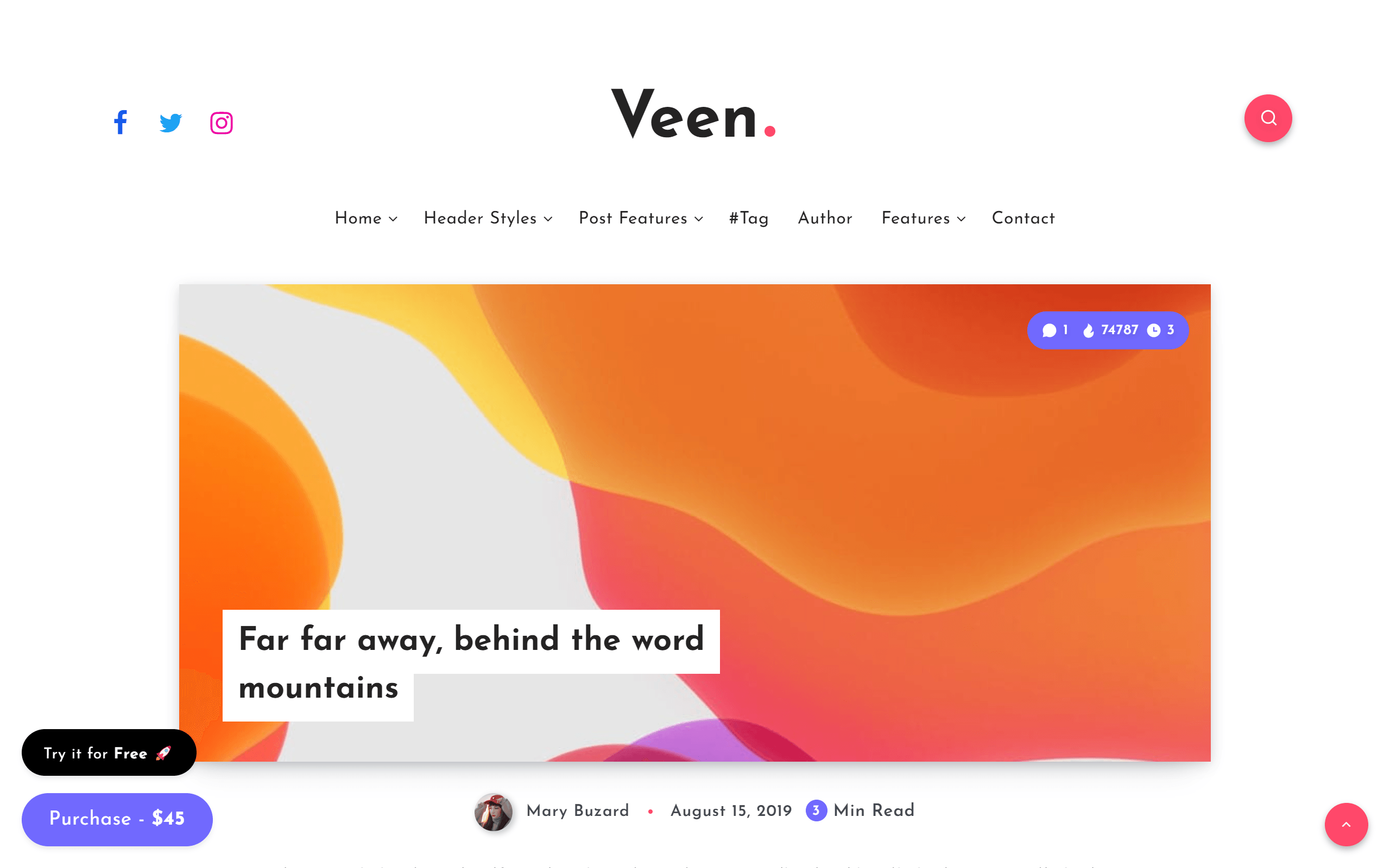 Veen minimalist WordPress theme