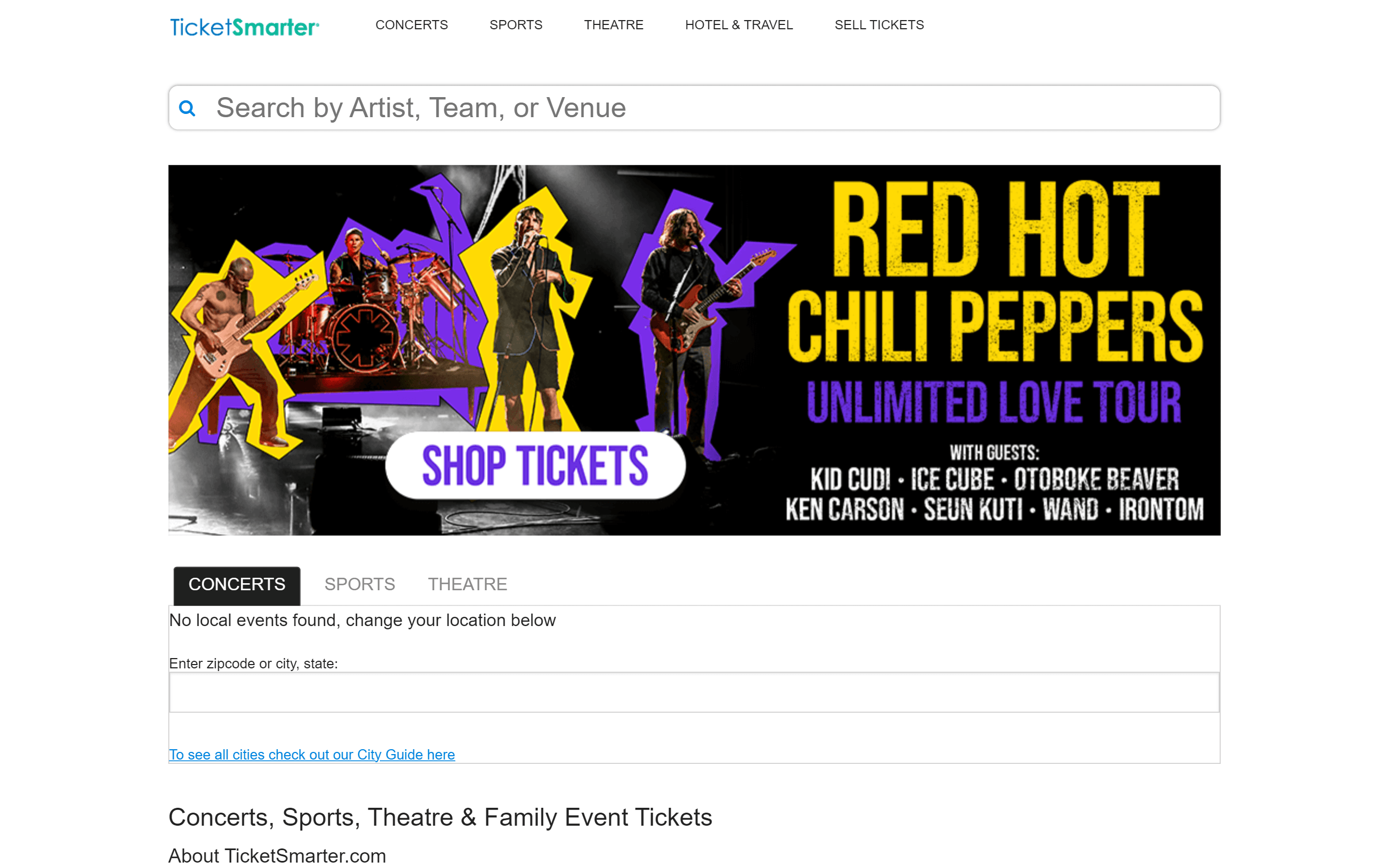 Ticketsmarter Concert Ticket Site