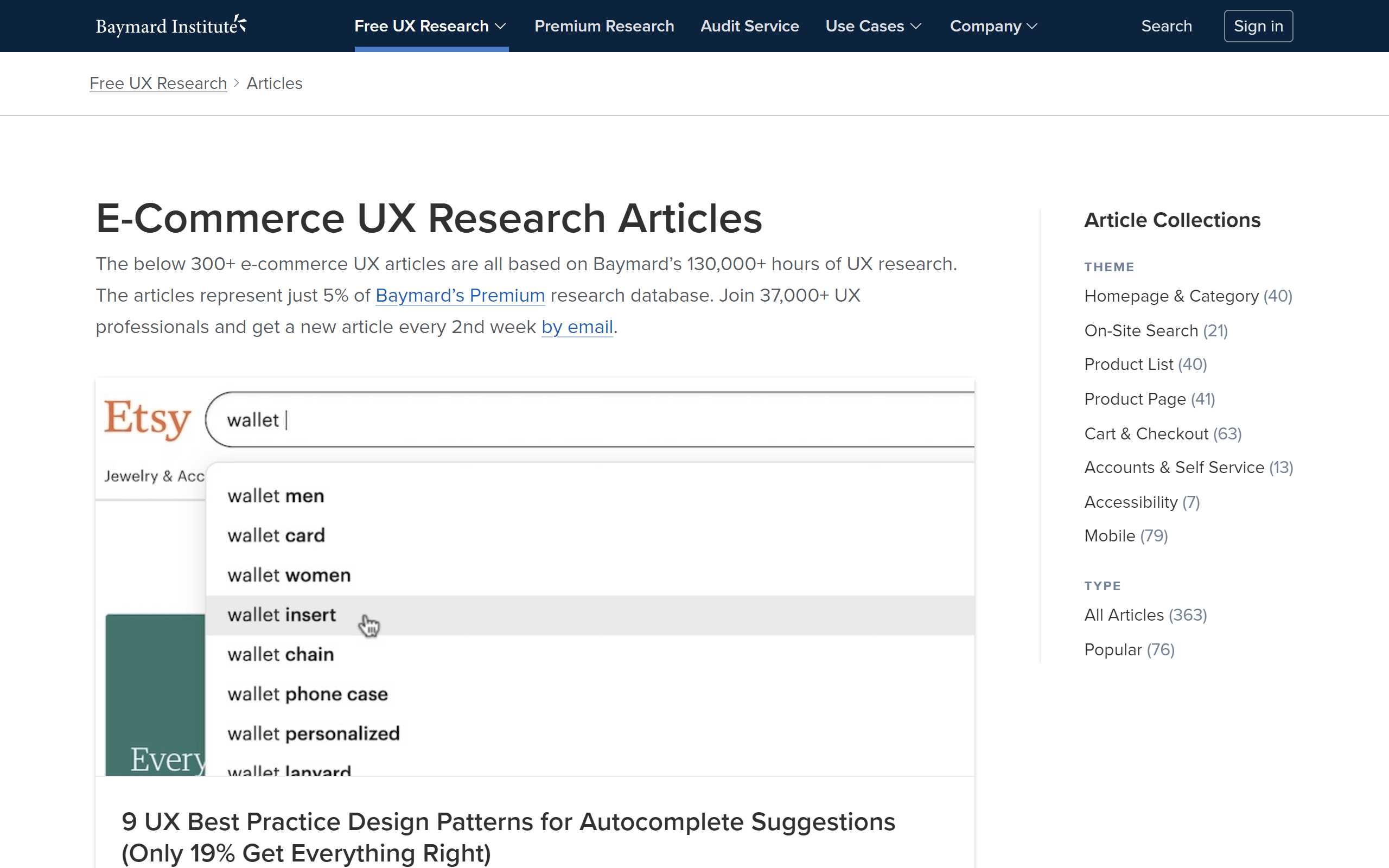 Baymard eCommerce blog