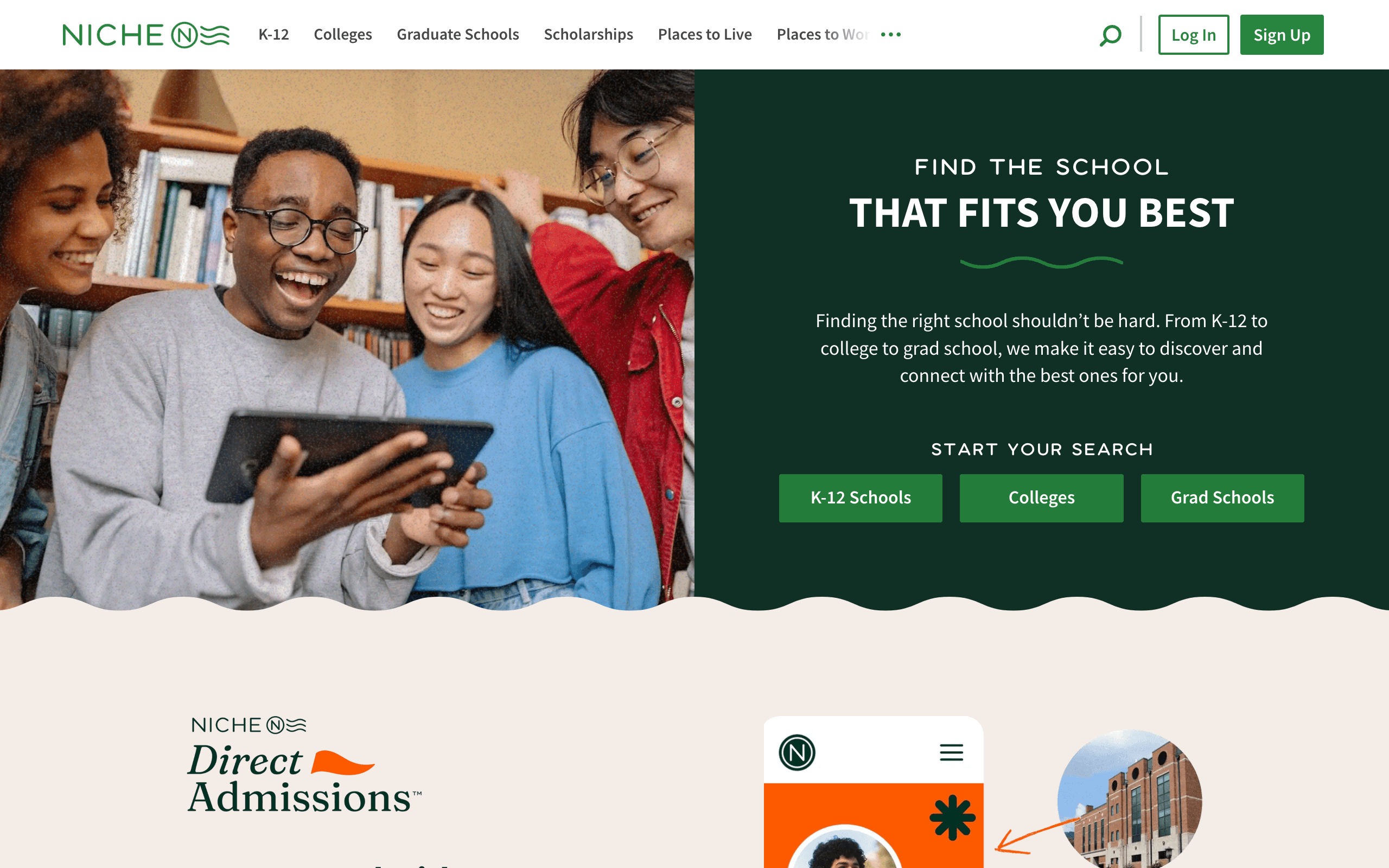 Niche scholarship website