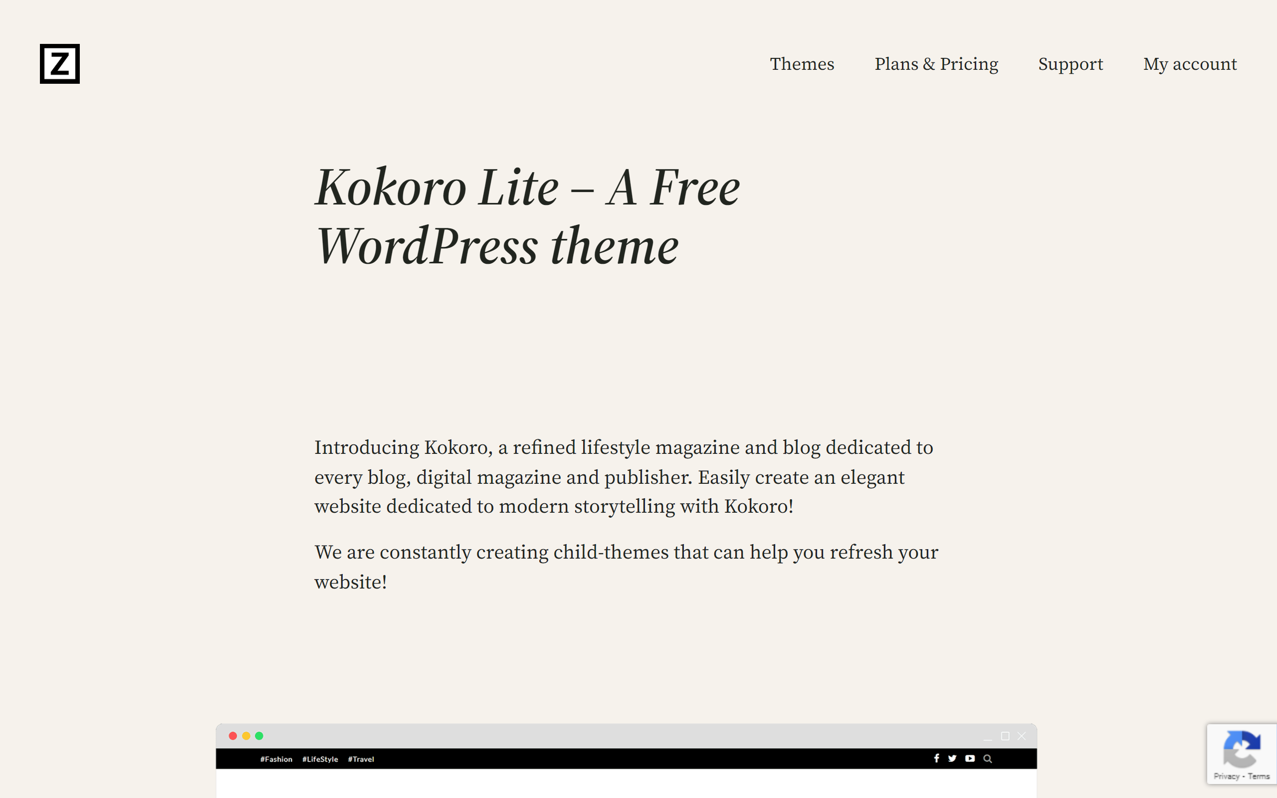 Kokoro minimalist WordPress theme