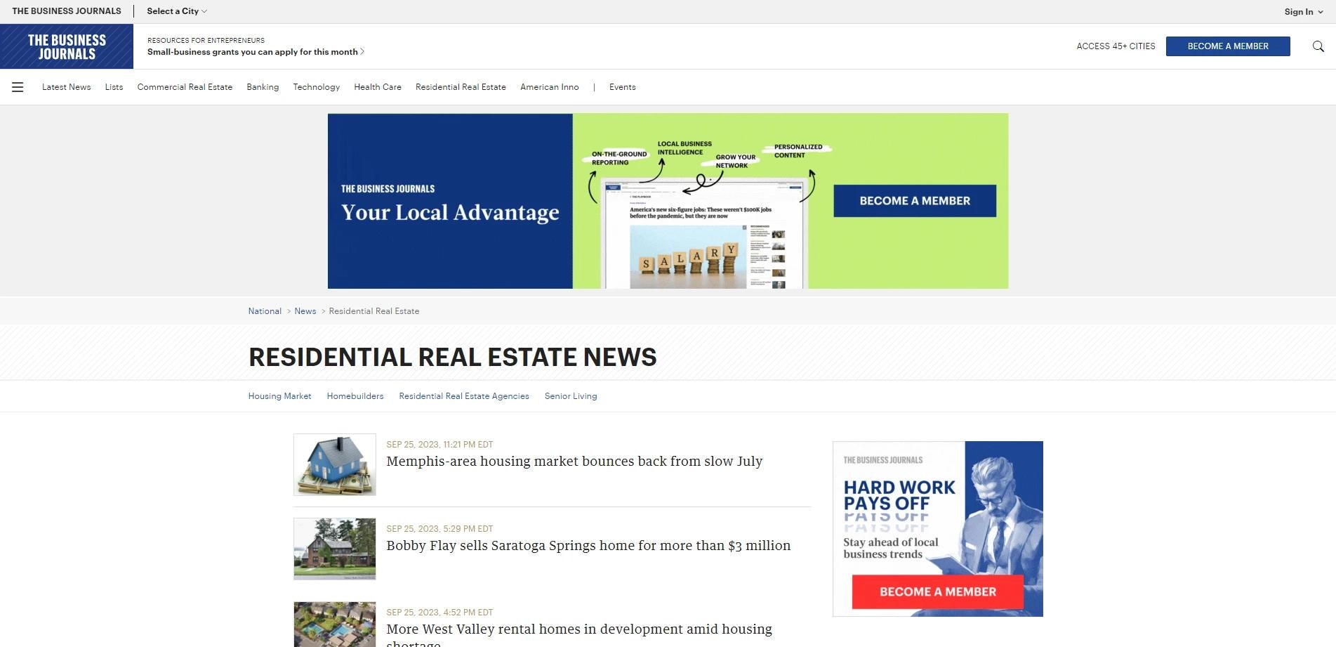 The Business Journals - Residential Real Estate News real estate blog