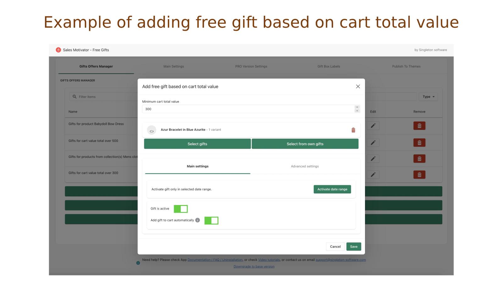 Sales Motivator ‑ Free Gifts Shopify App