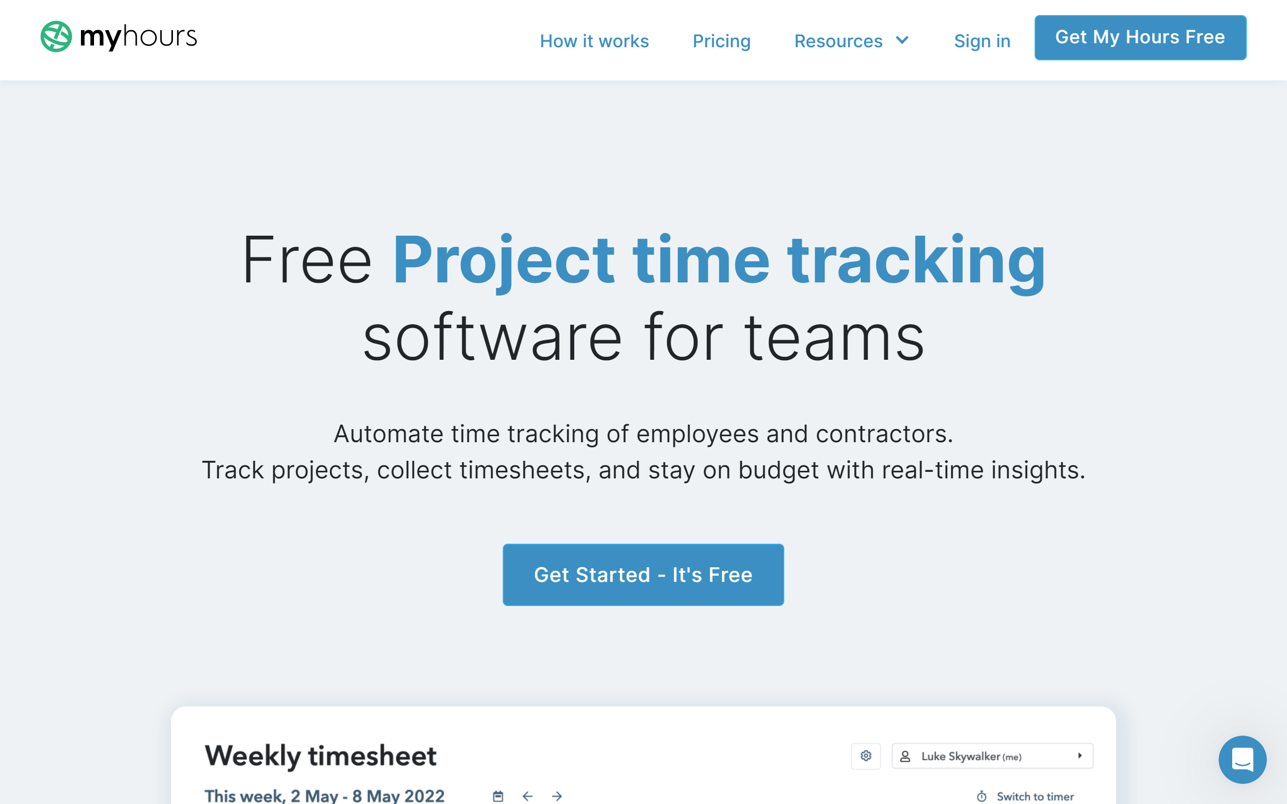 MyHours time tracking tool