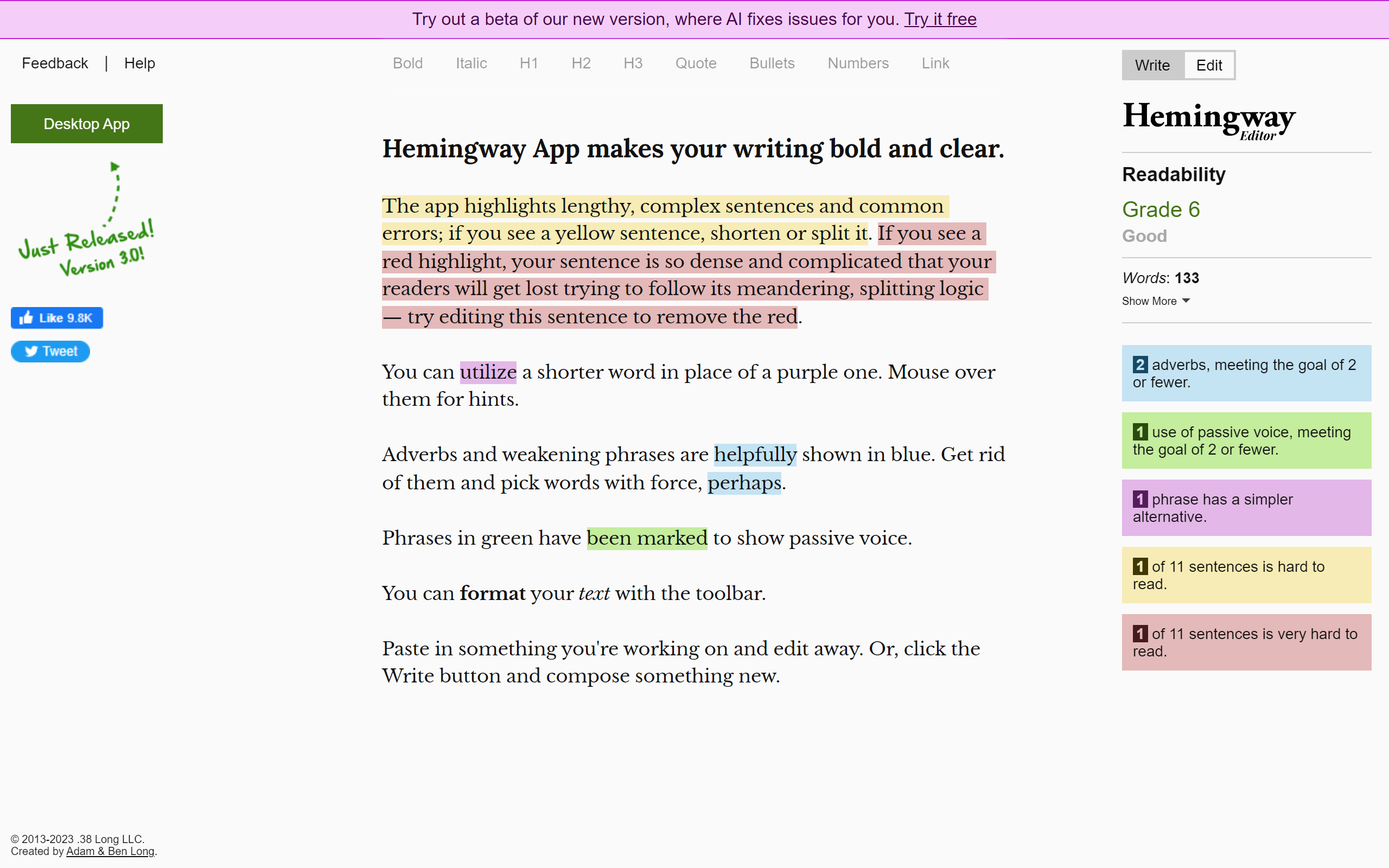 Hemingway App Content Creation Tool