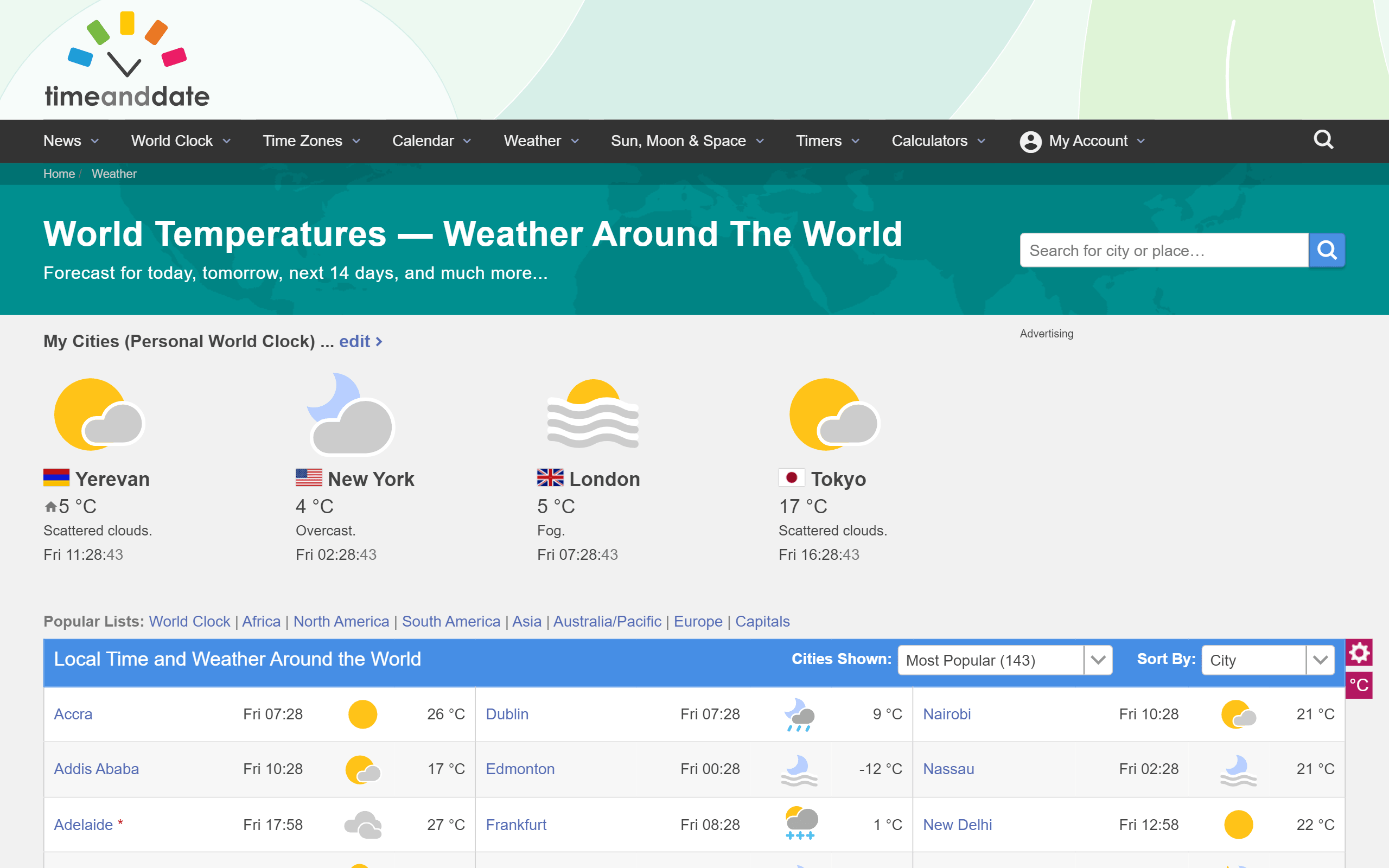 TimeandDate Weather Site