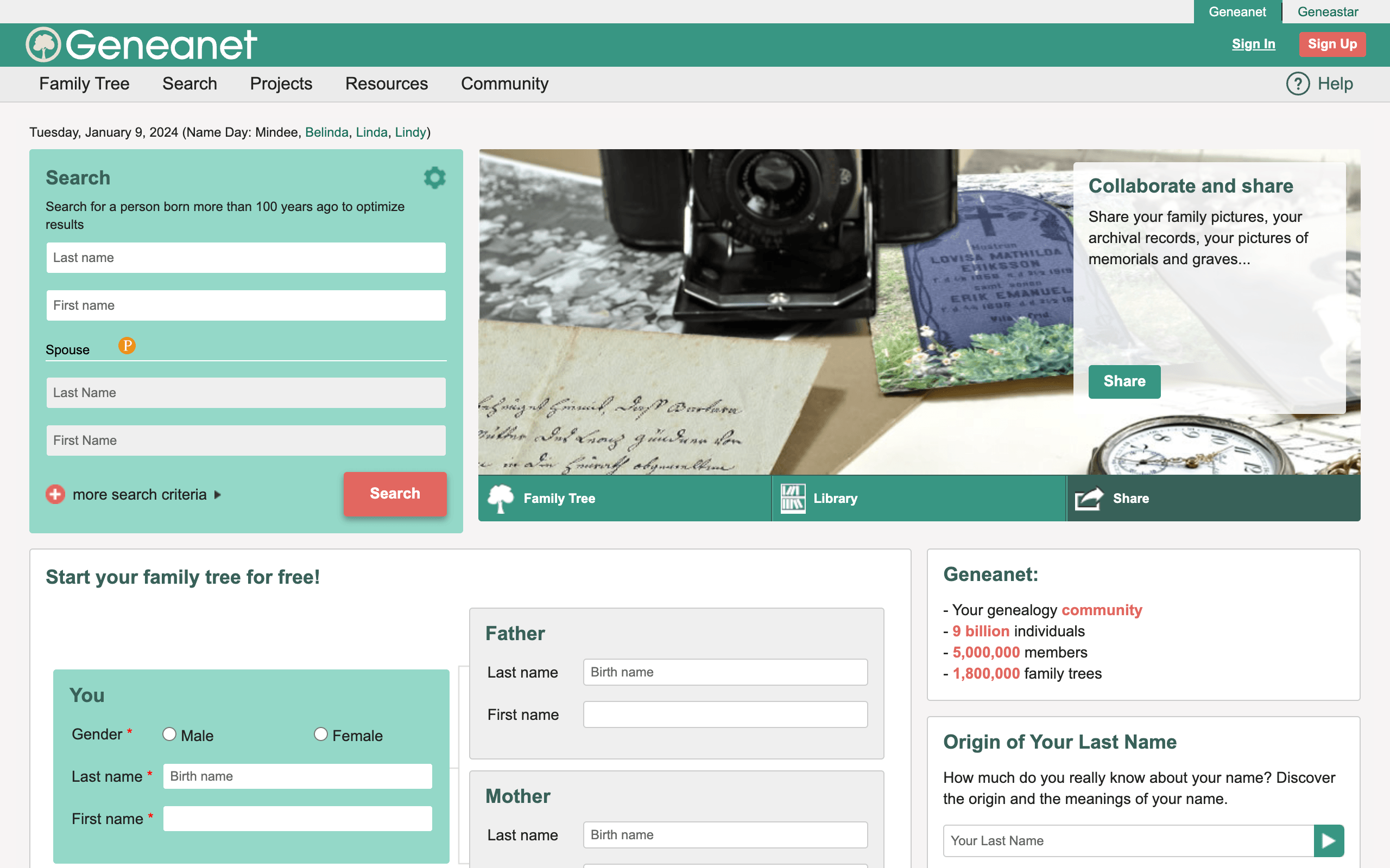 Geneanet genealogy website
