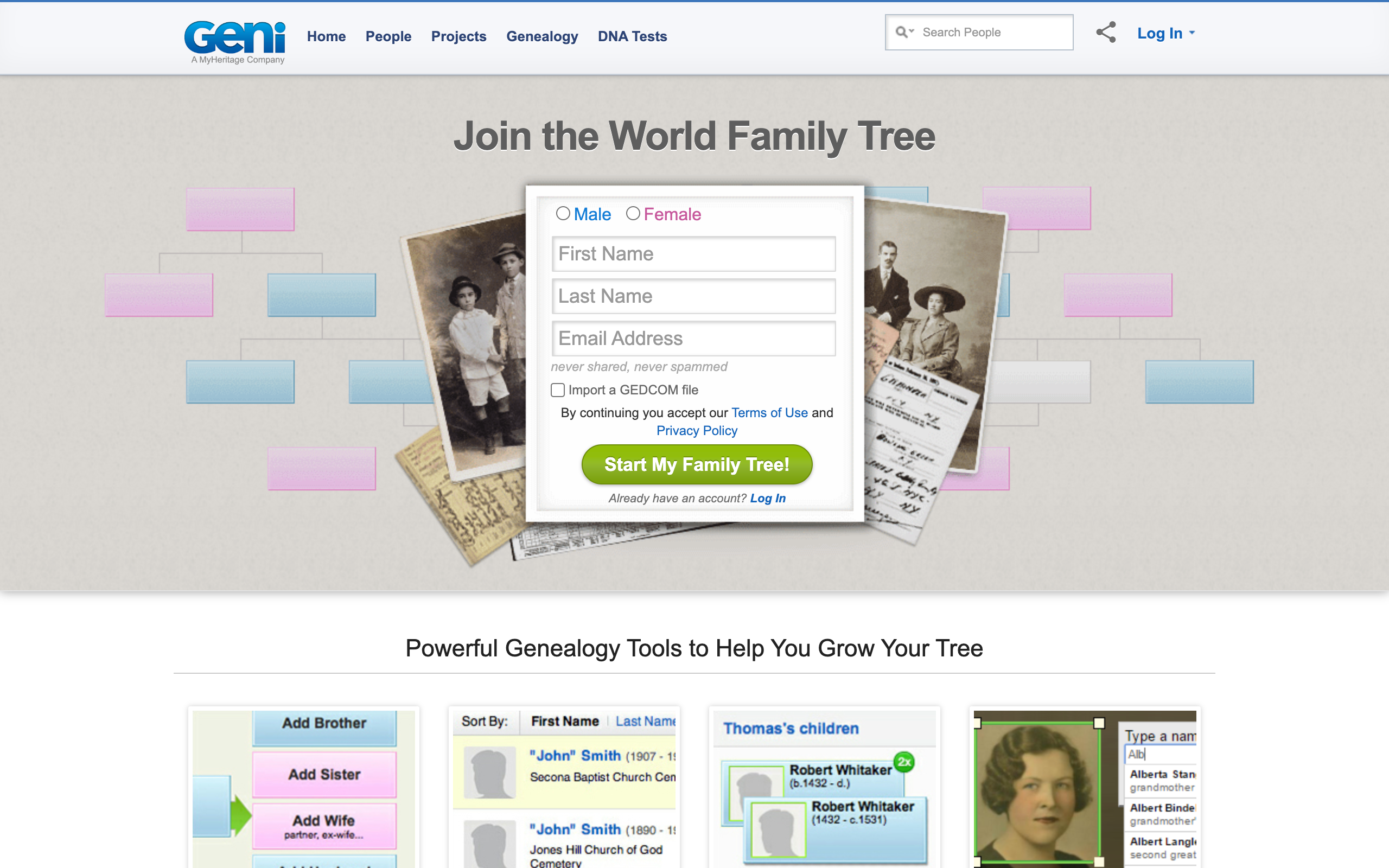 Geni genealogy website