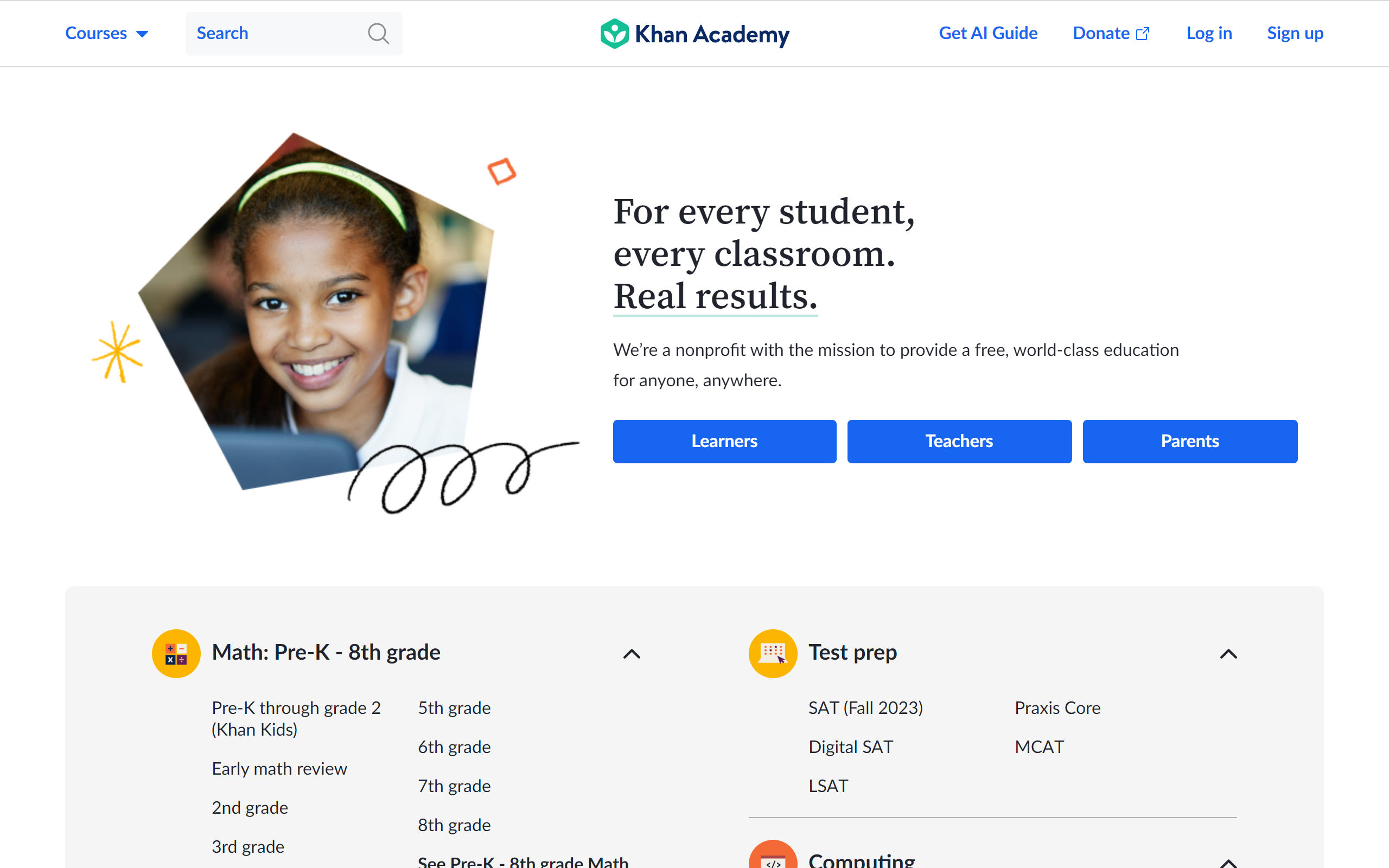 Khan Academy Homework Help Website