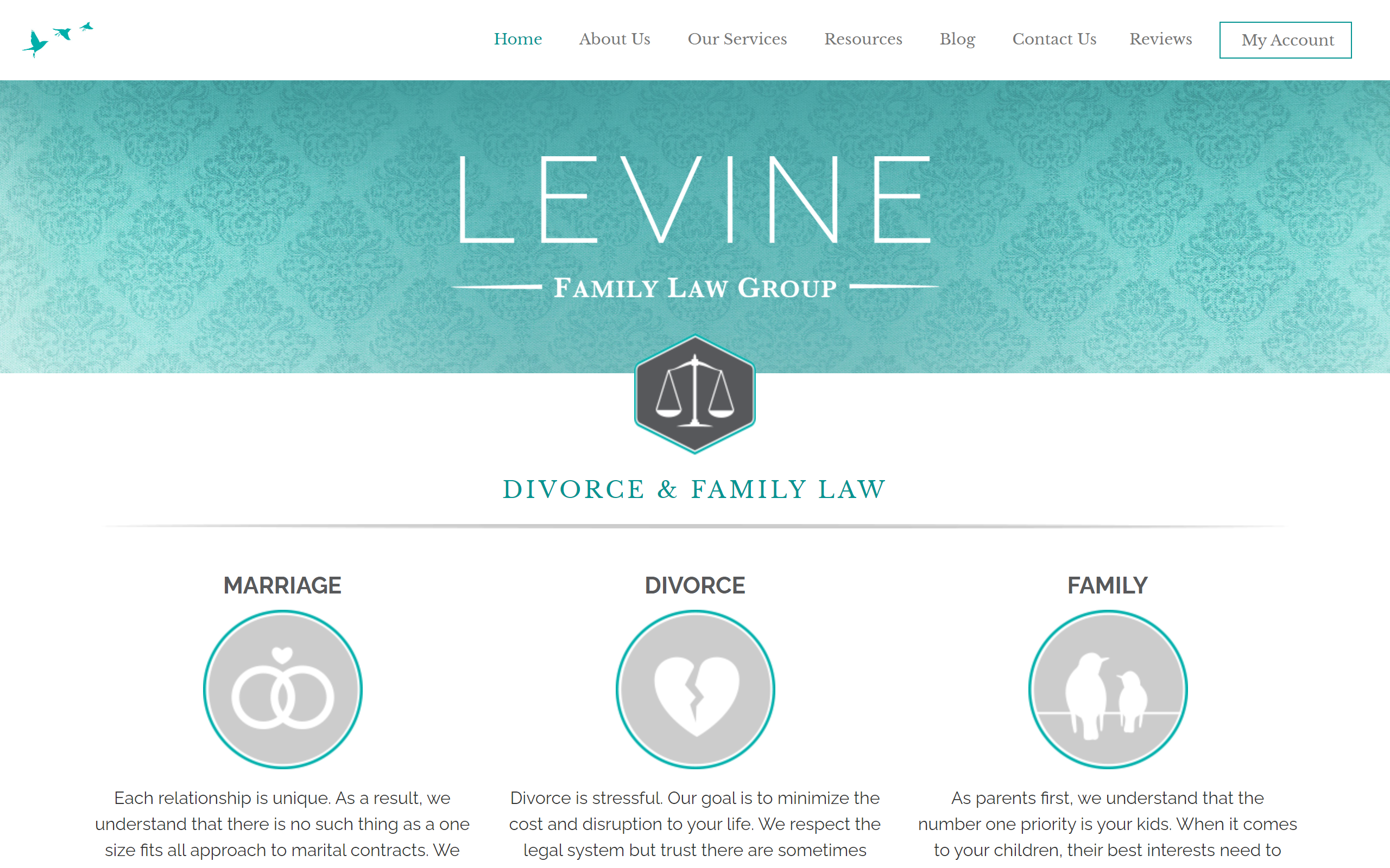 Levine Family Law Group law firm website