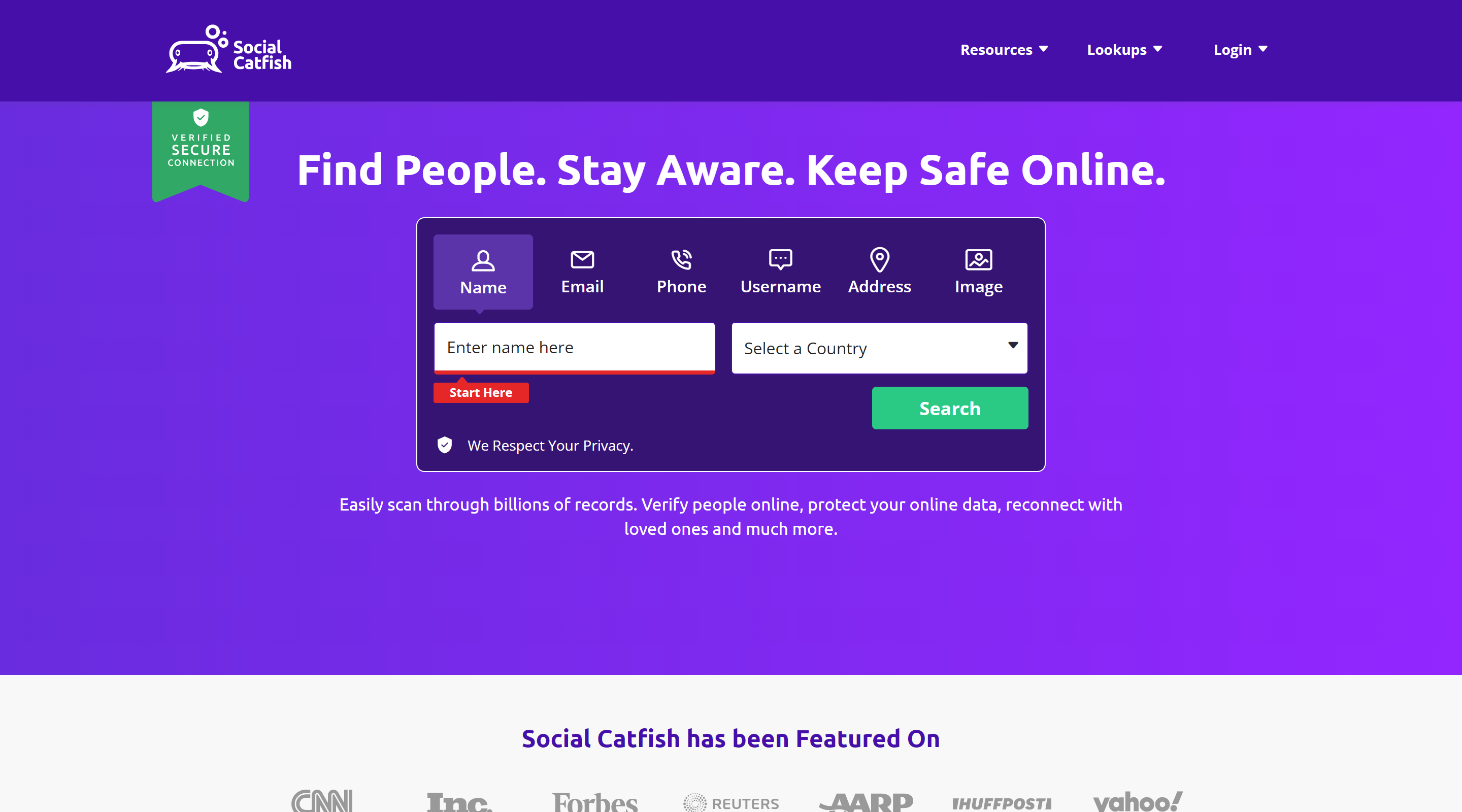 Social Catfish Background Check Website