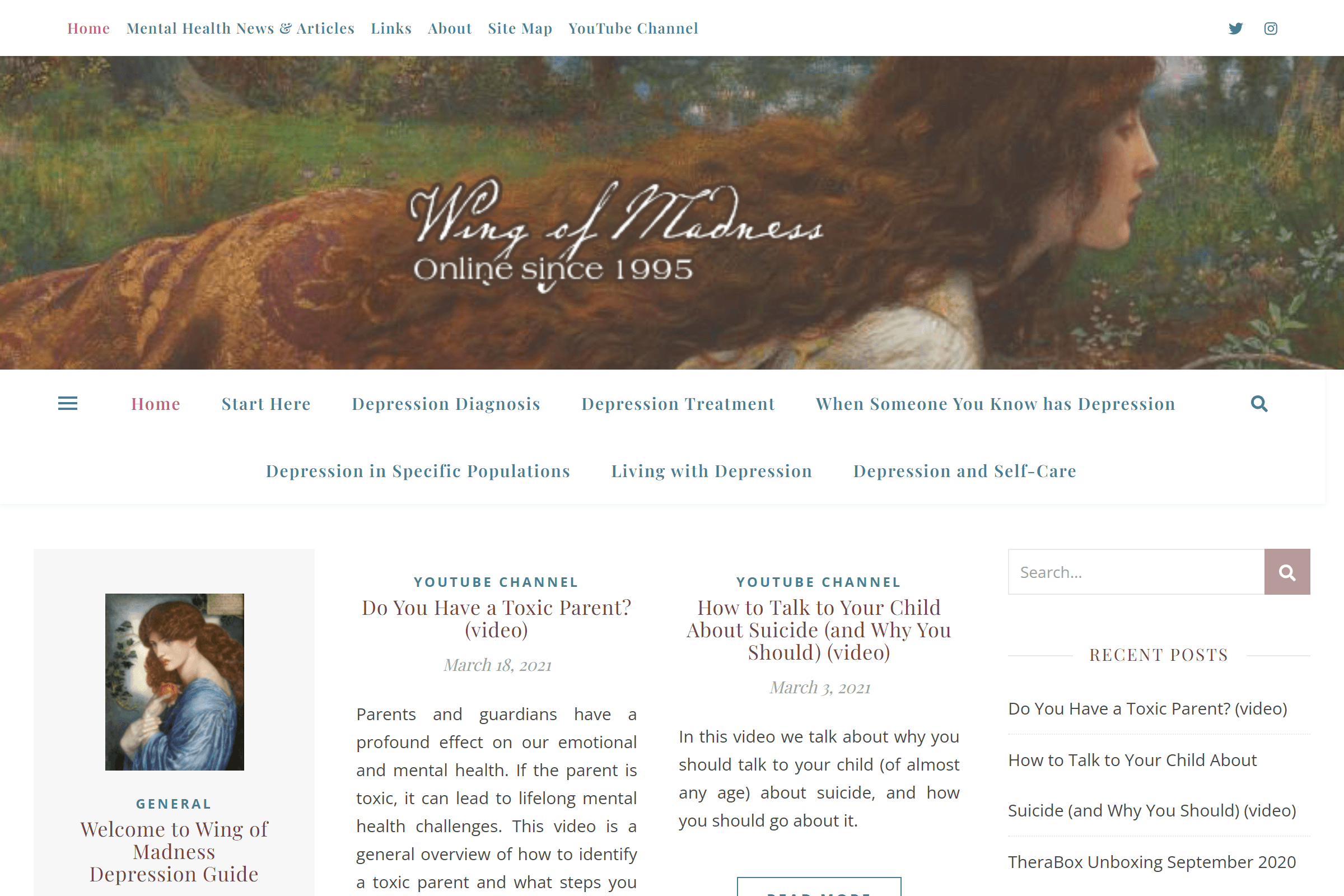 The Wing of Madness mental health blog
