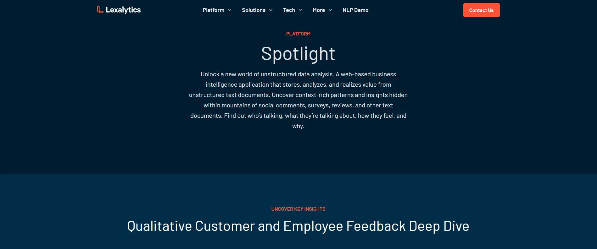 Lexalytics Spotlight data analytics tool