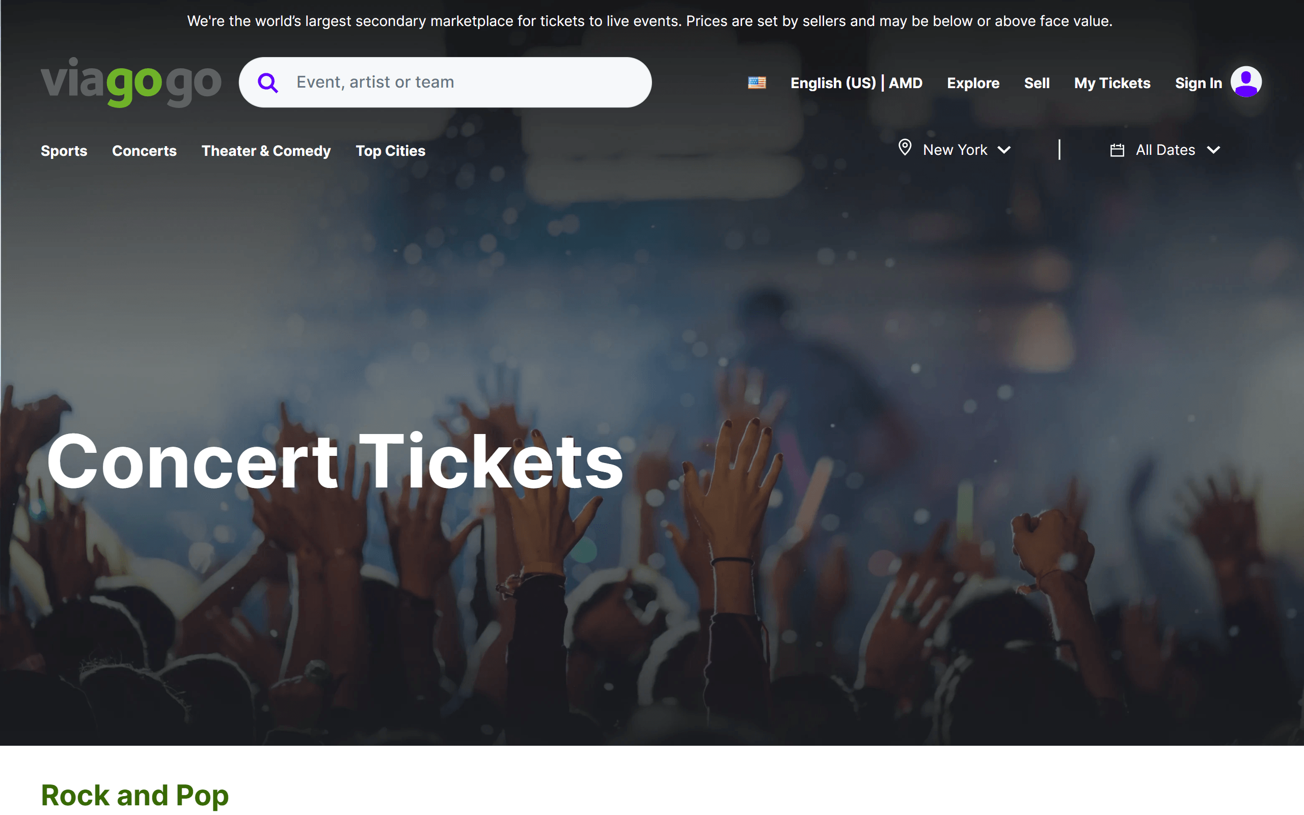 Viagogo Concert Ticket Site