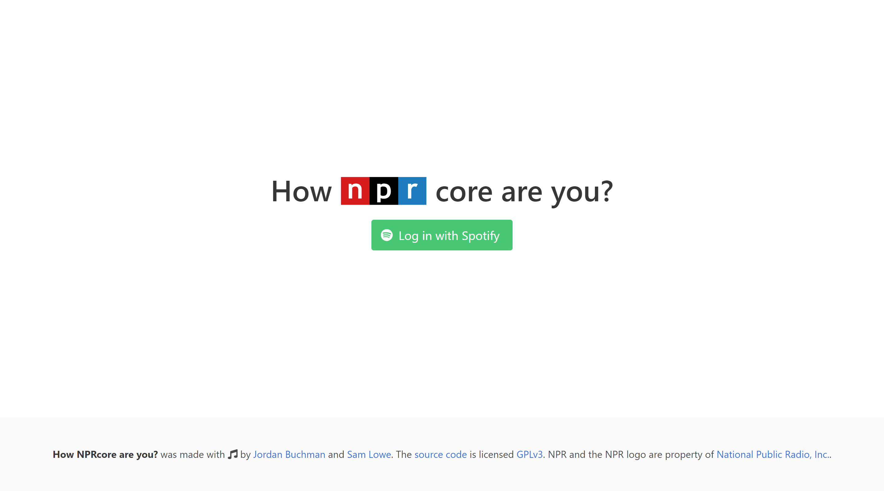 How NPRcore Are You Spotify Stats Website