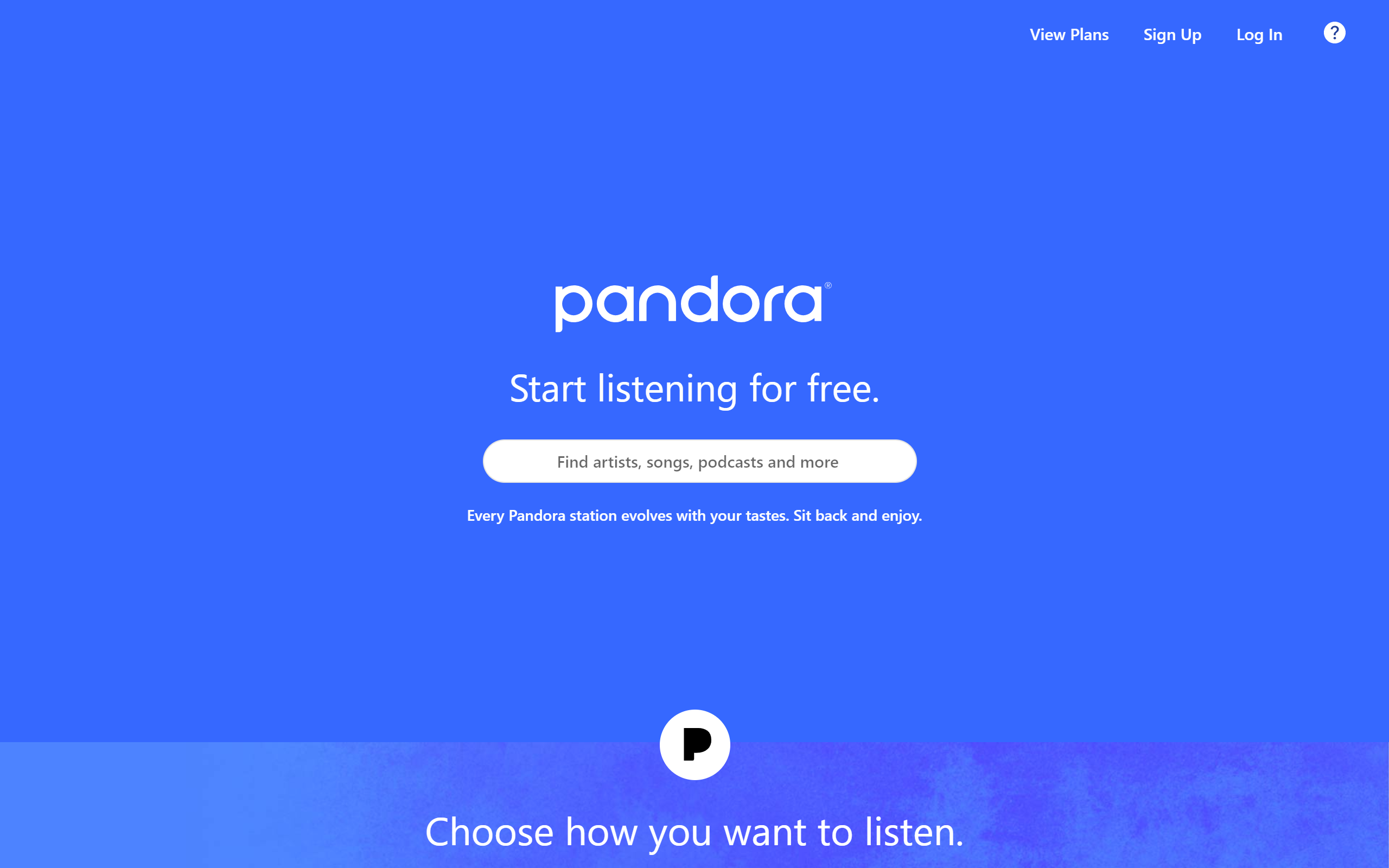 Pandora Music Website