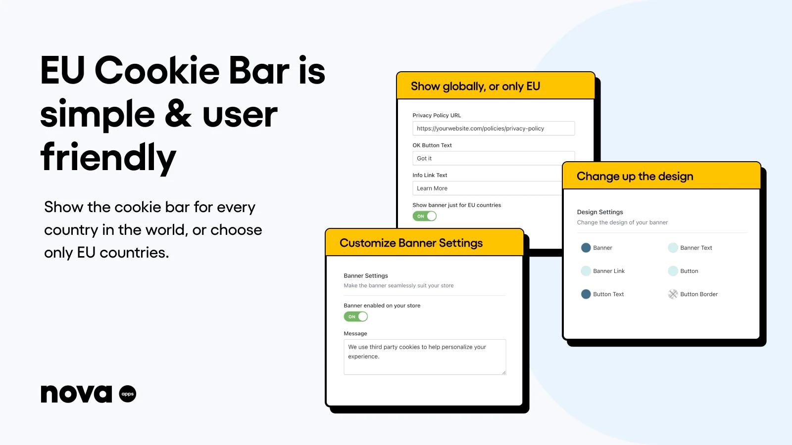 Nova: EU Cookie Bar GDPR Shopify App