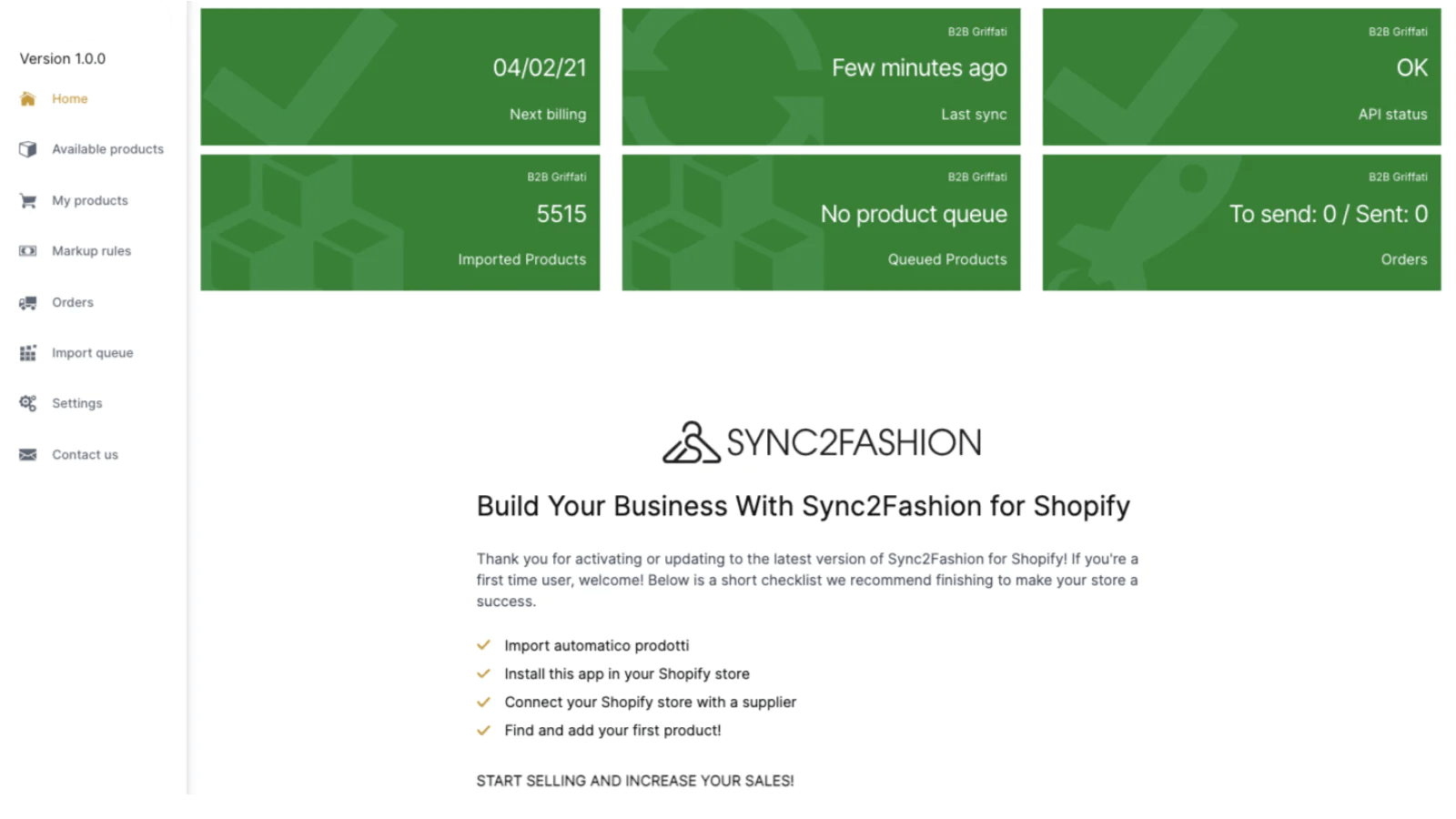 Sync2Fashion â Dropshipping app