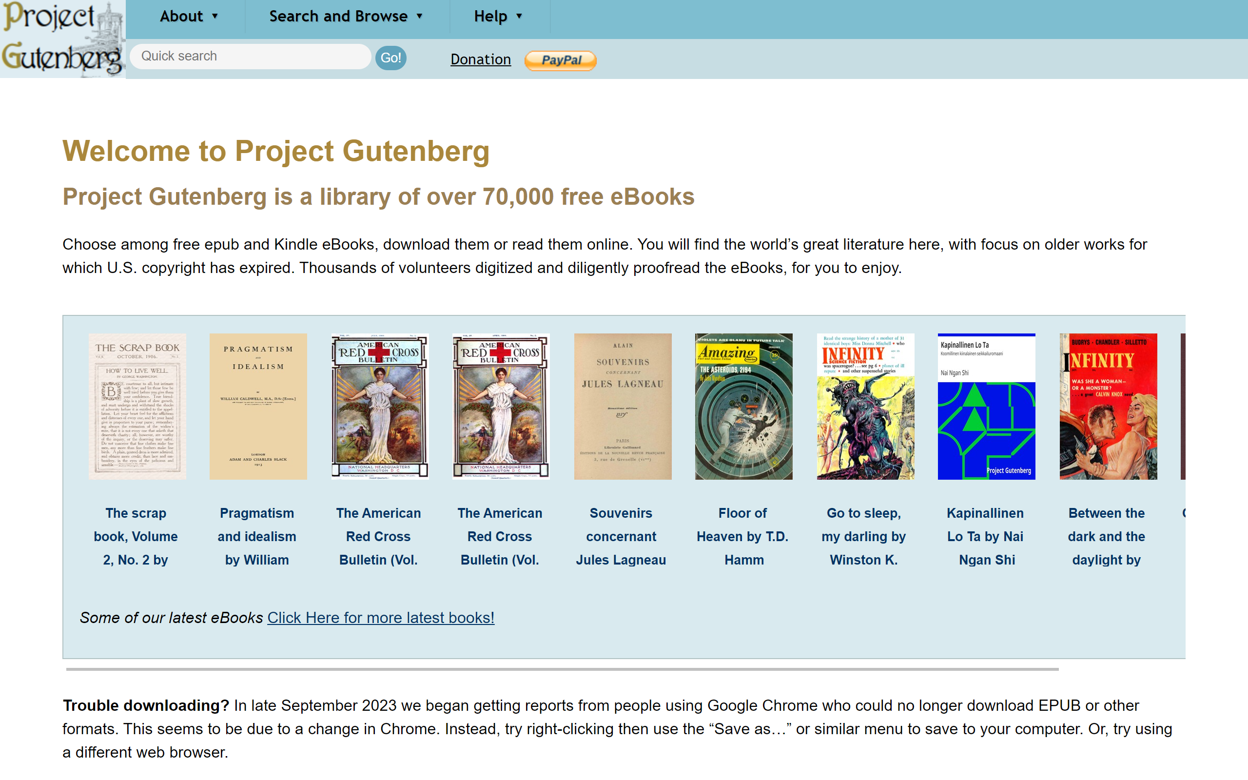 Project Gutenberg Reading Website