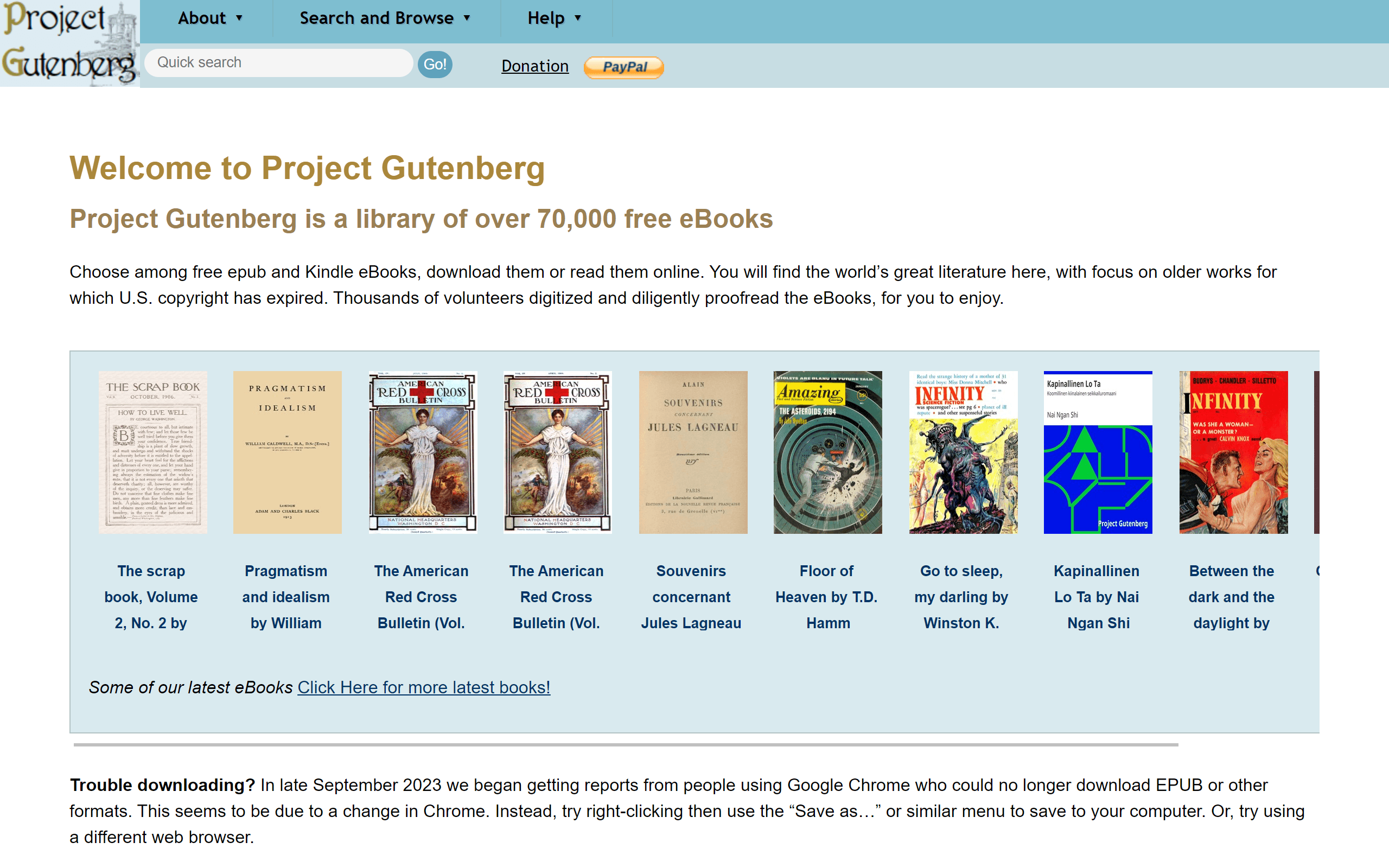 Project Gutenberg Reading Website