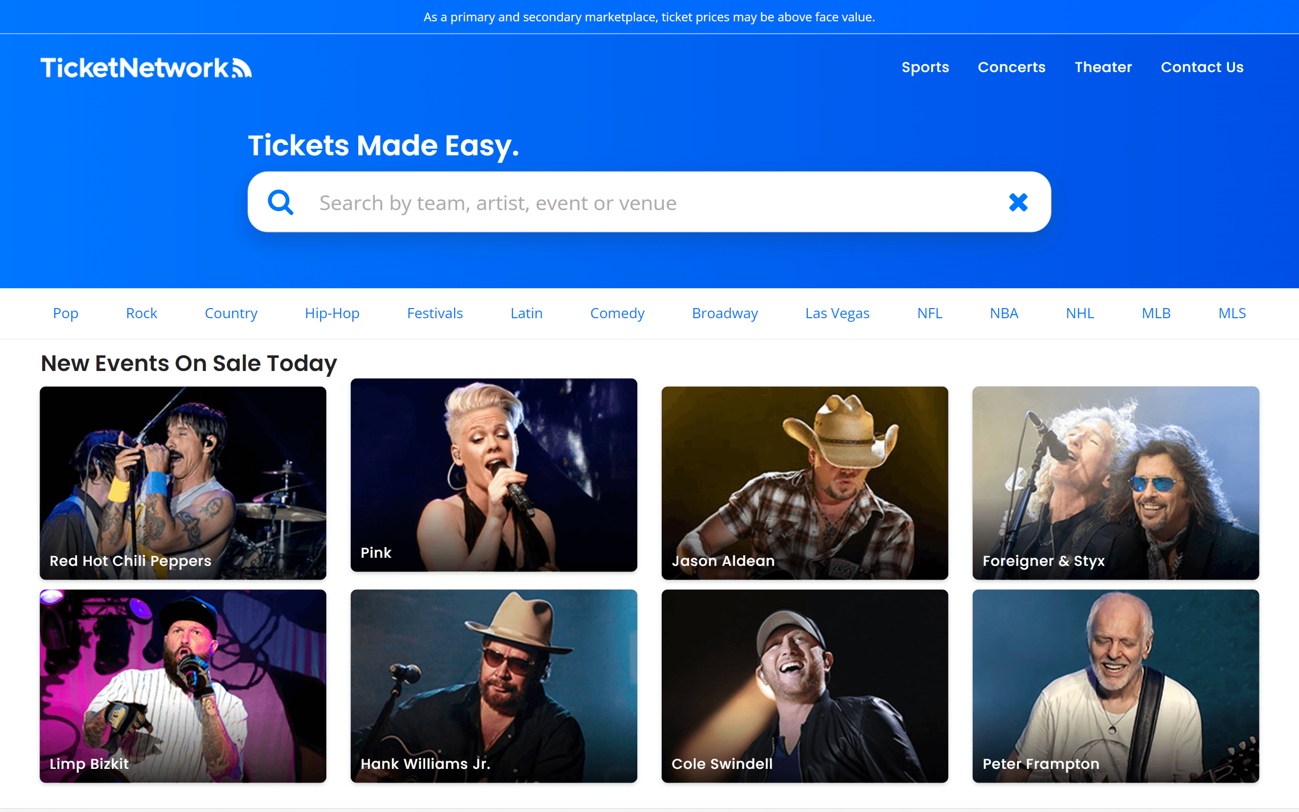 TicketNetwork Concert Ticket Site