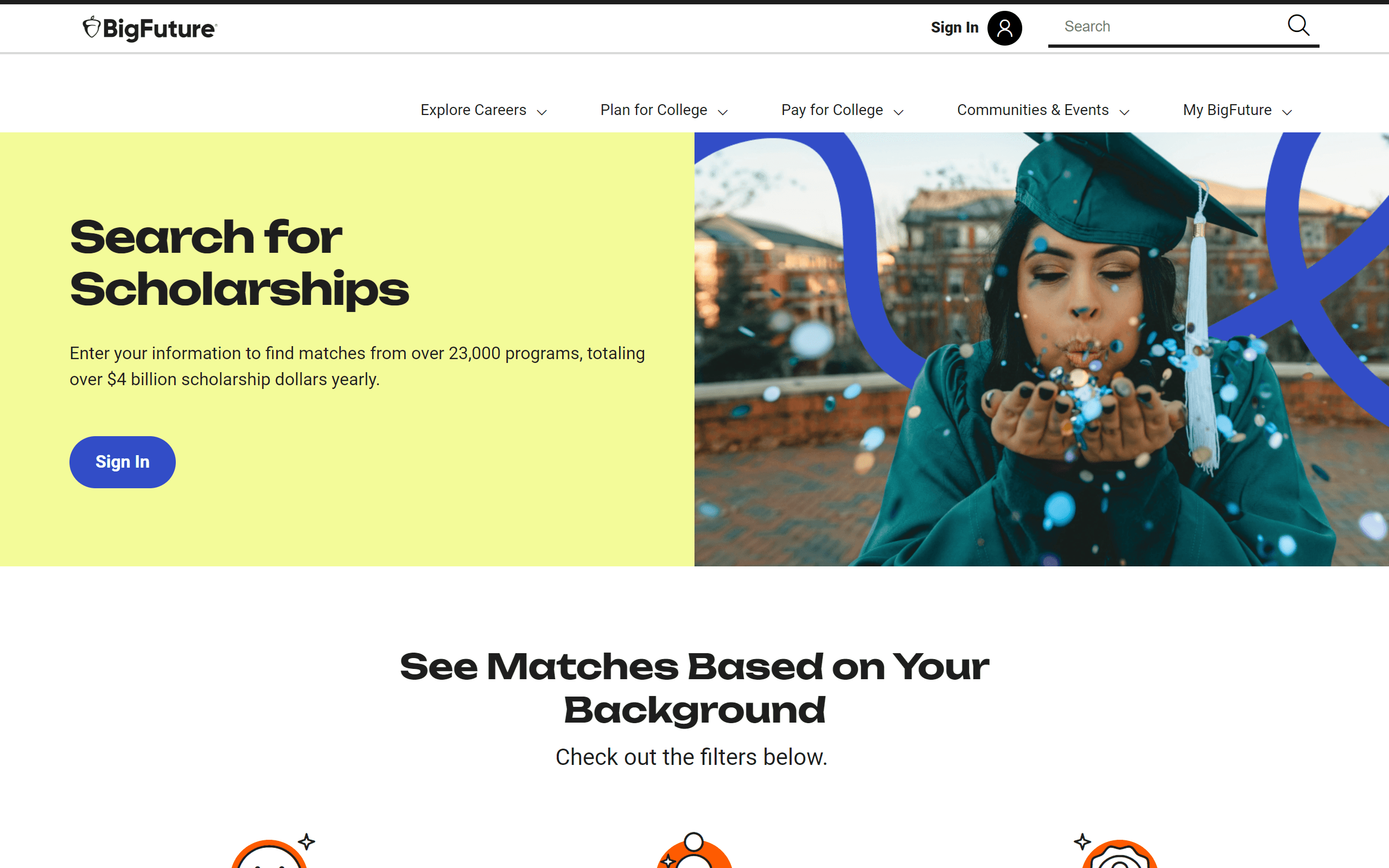 College Board scholarship website