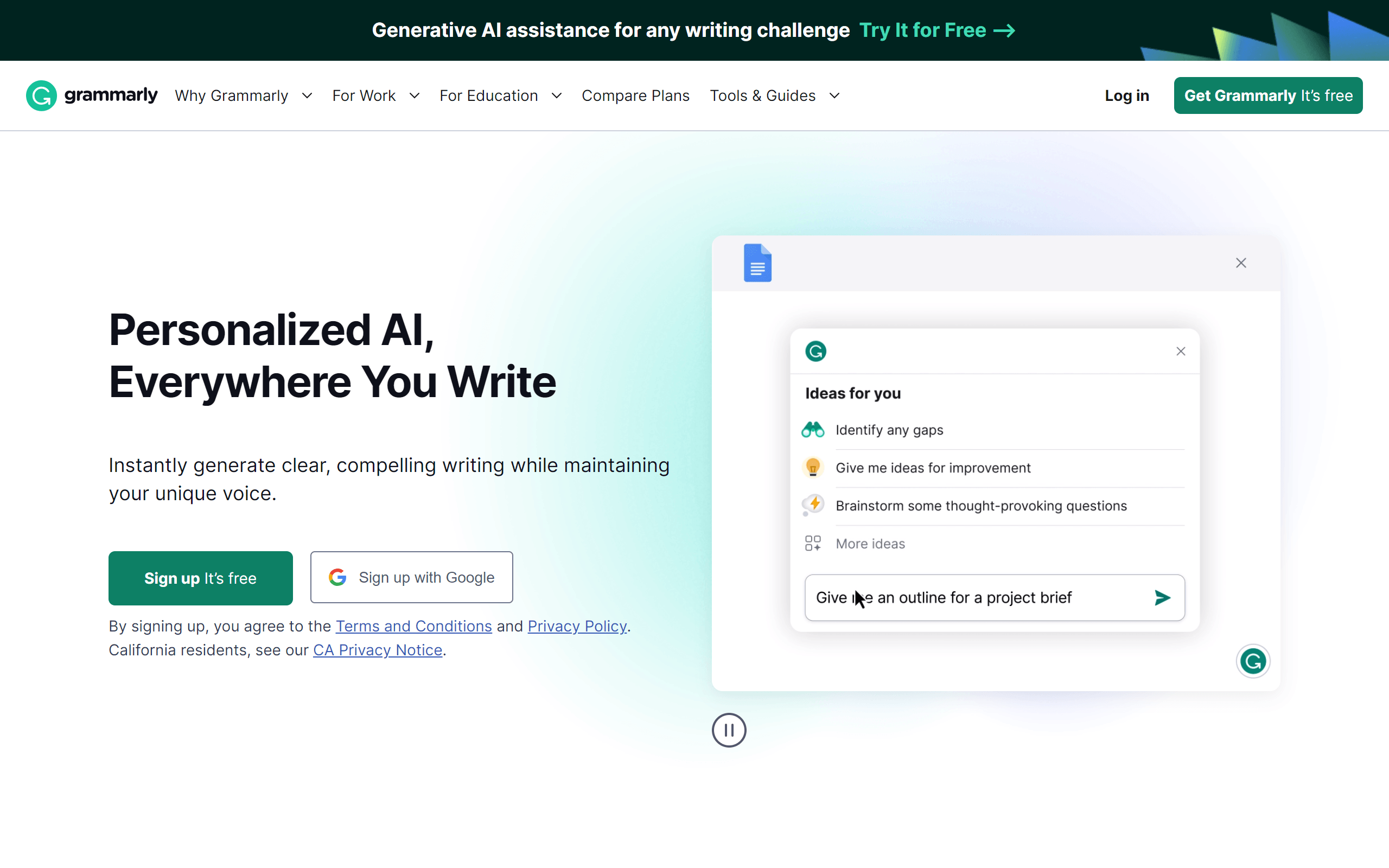 Grammarly blogging app
