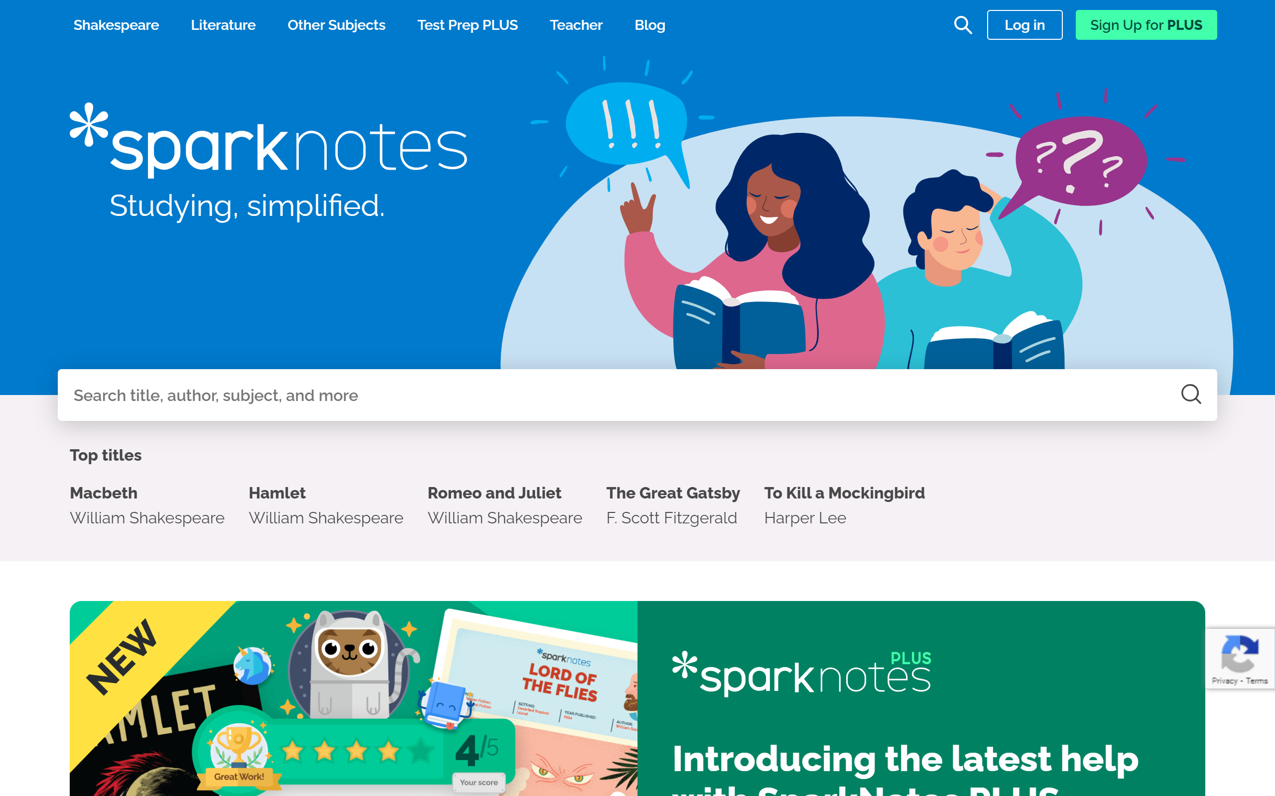 SparkNotes Homework Help Website