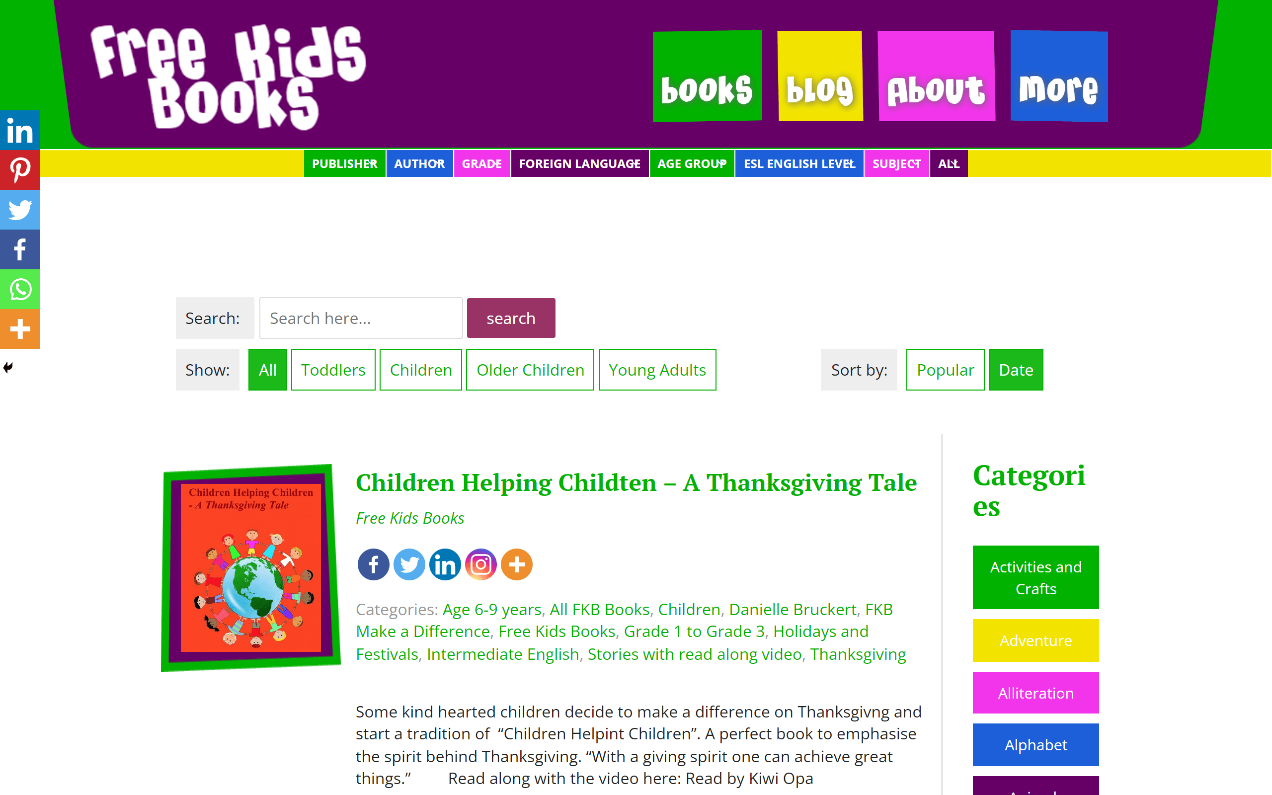 FreeKidsBooks Reading Website