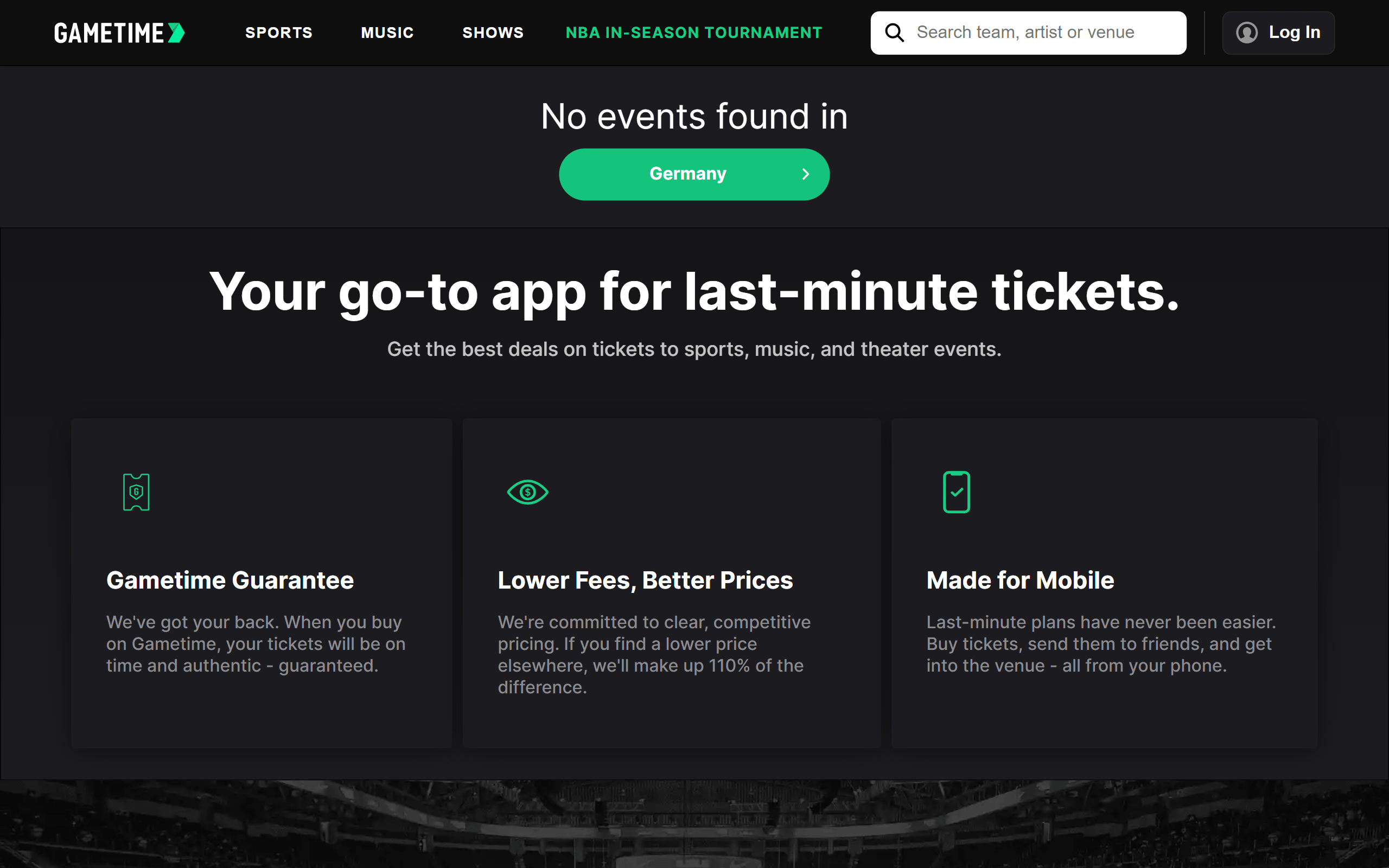 Gametime Concert Ticket Site
