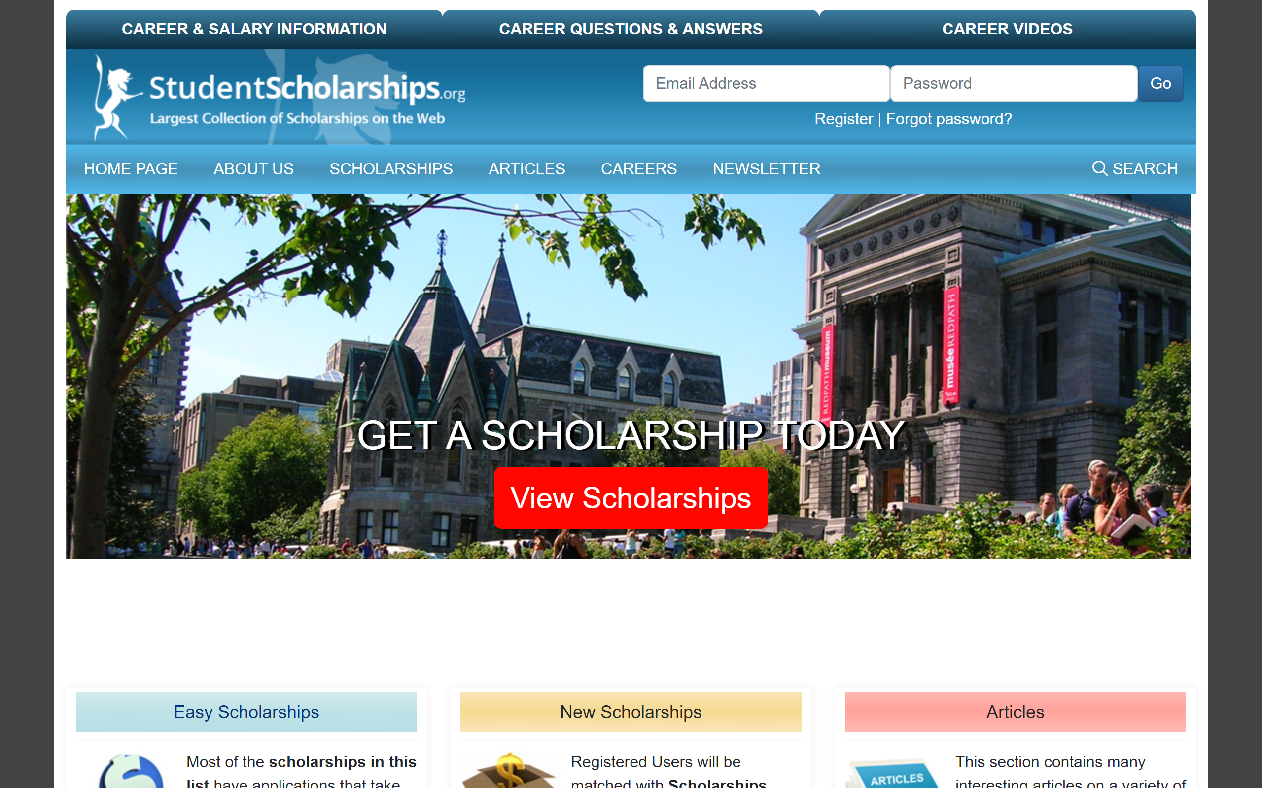 StudentScholarships.org scholarship website