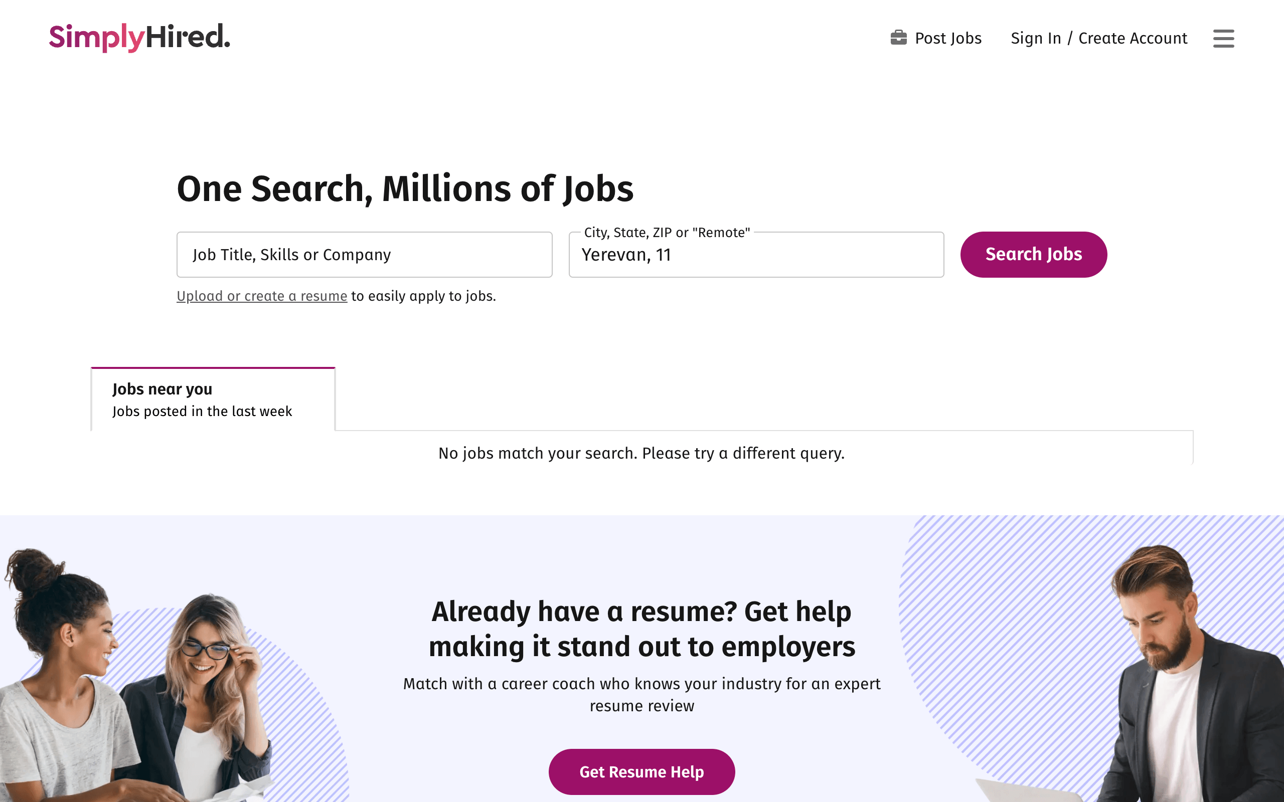 SimplyHired freelance website