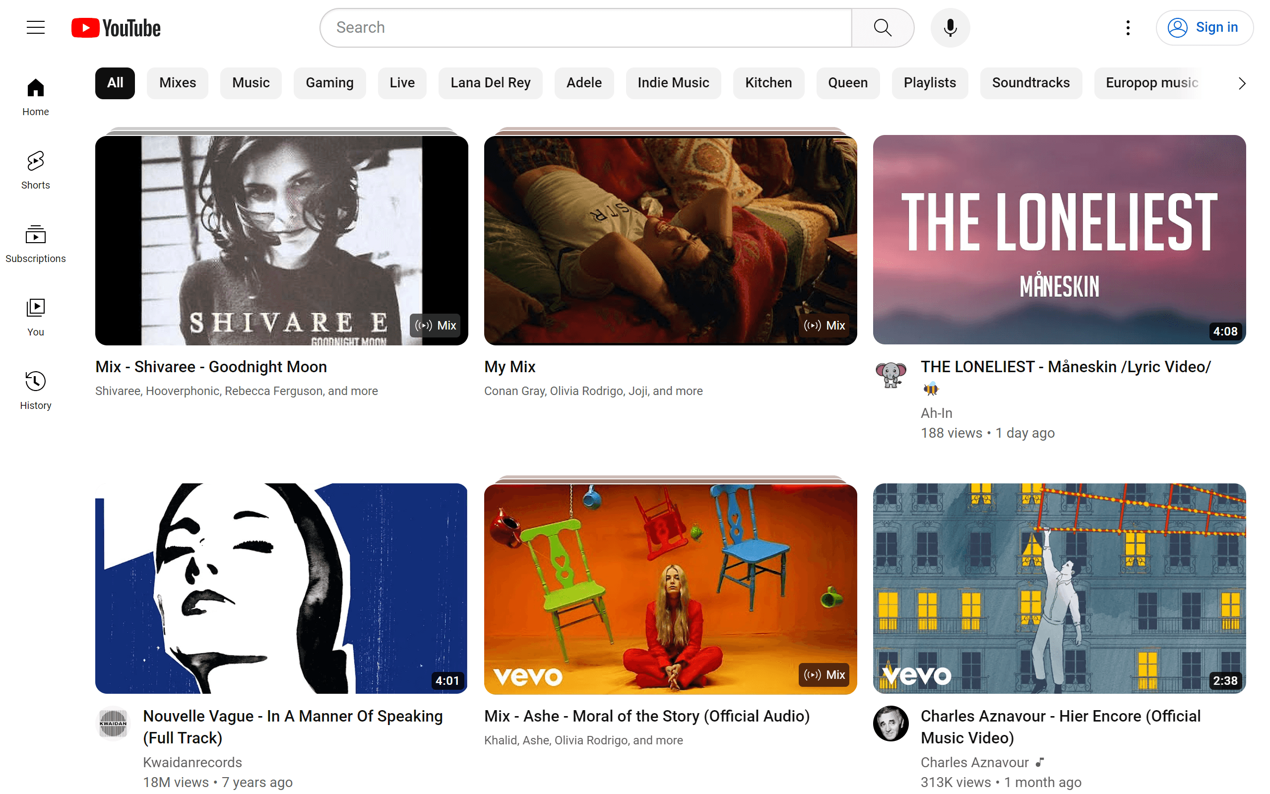 YouTube Music Website