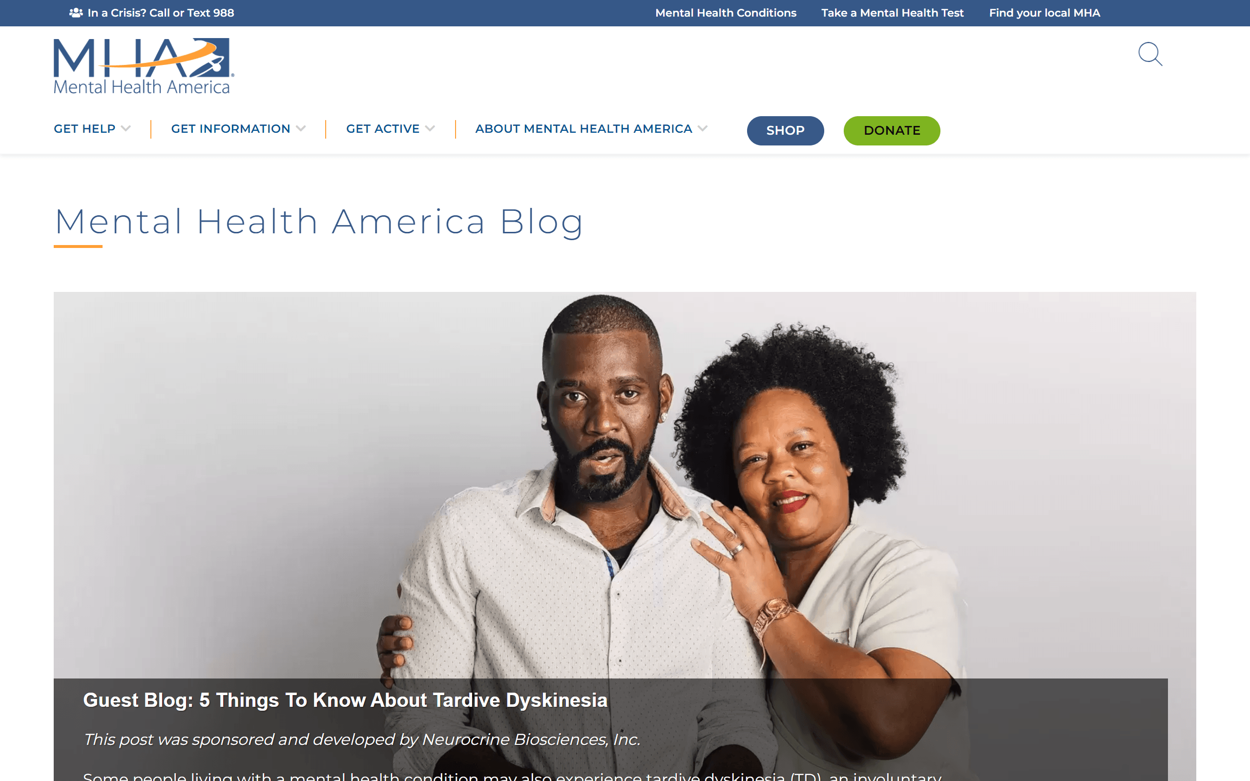 Mental Health America mental health blog