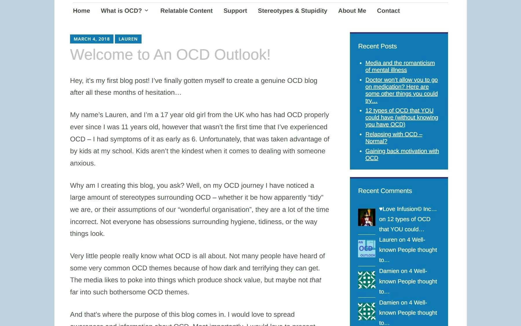 An OCD Outlook first blog post