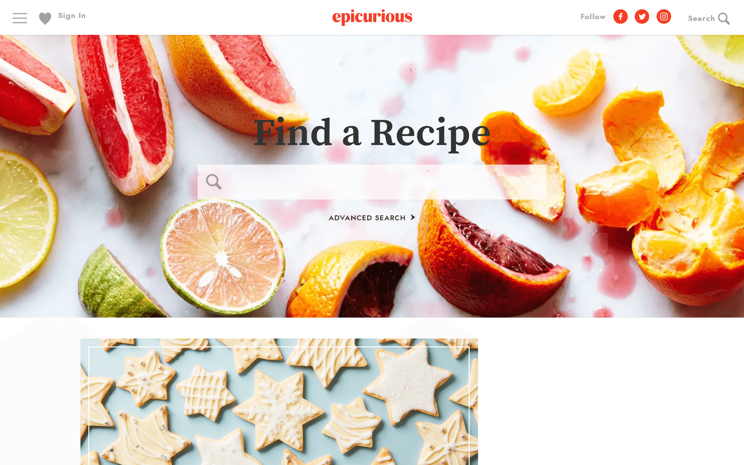 Epicurious Recipe Websites