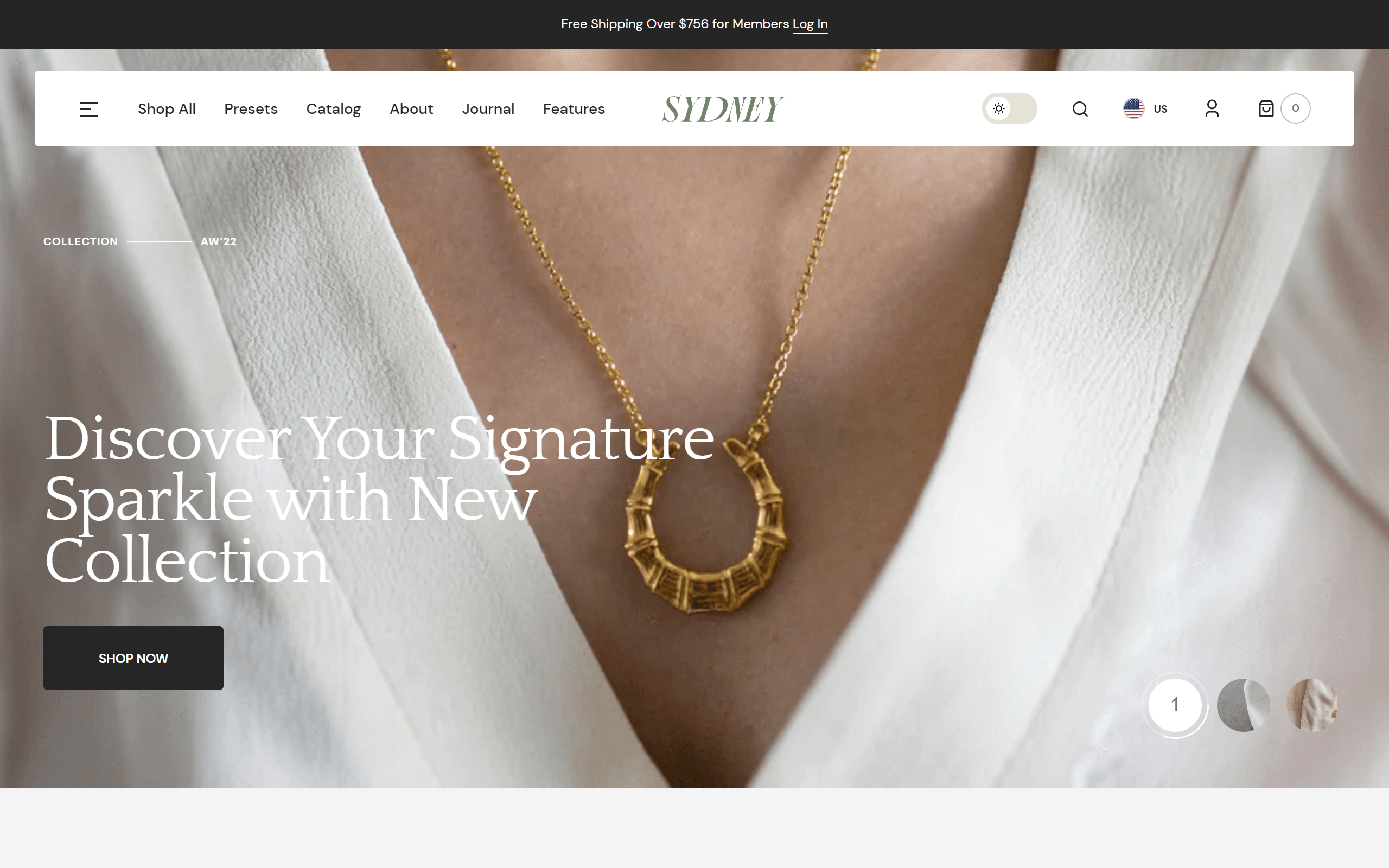 Sydney shopify jewelry theme