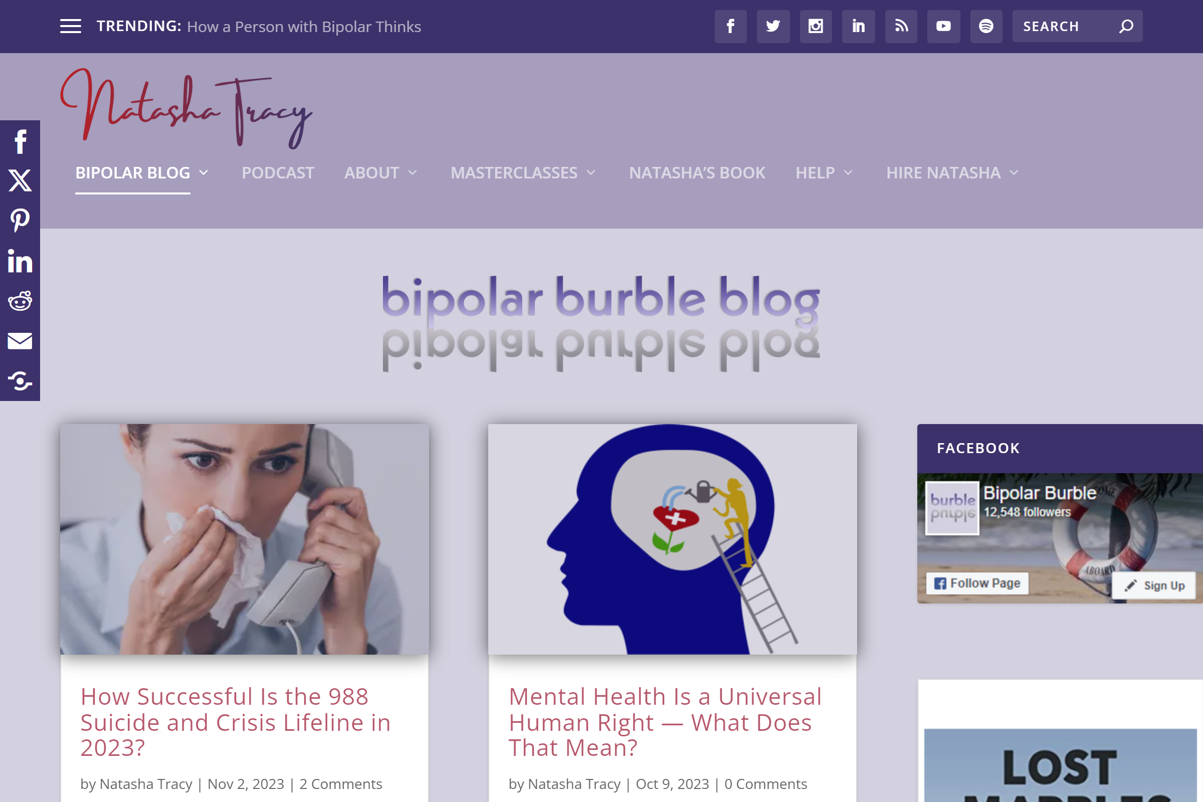 Bipolar Burble Blog by Natasha Tracy mental health blog 