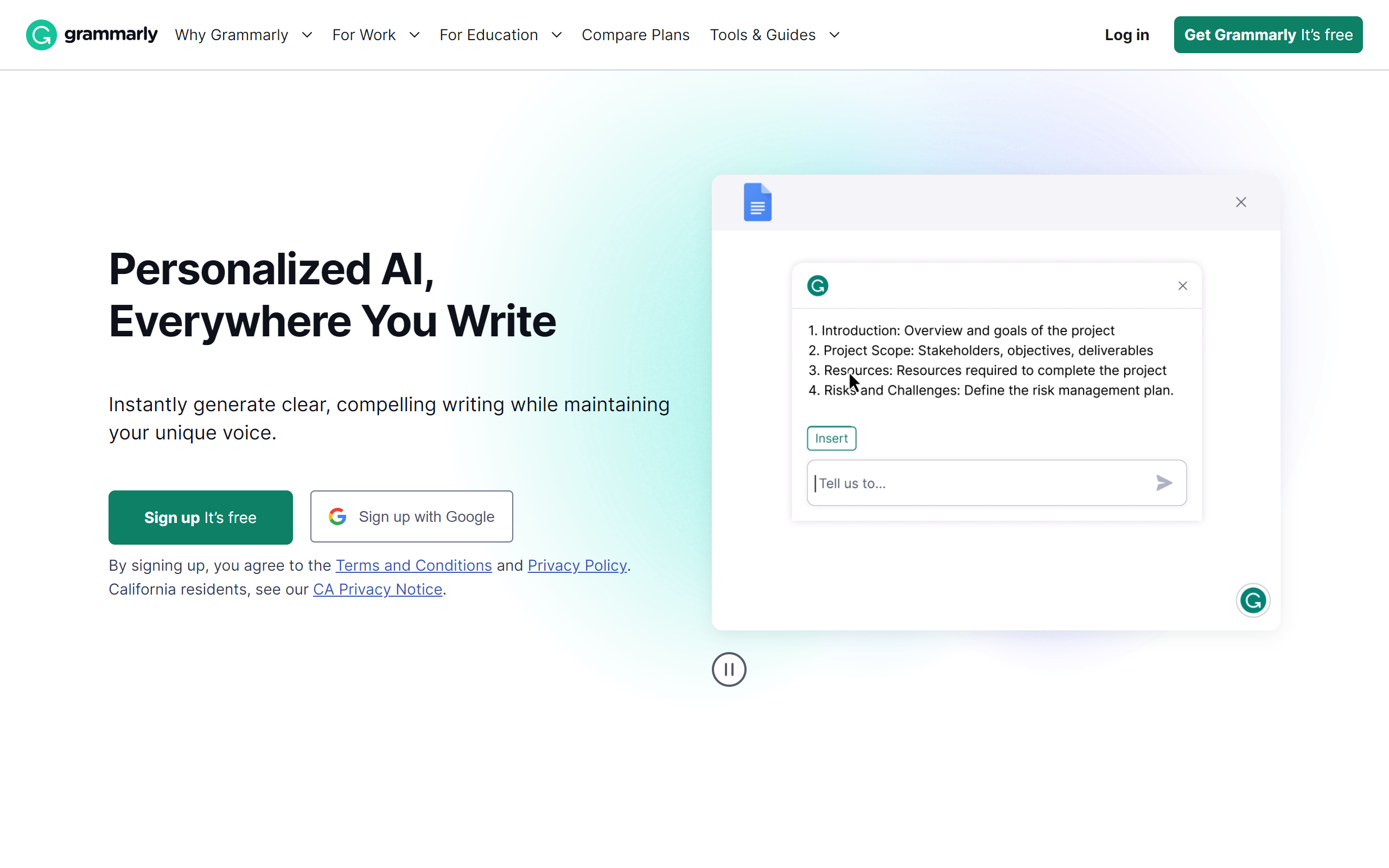 Grammarly Content Creation Tool 